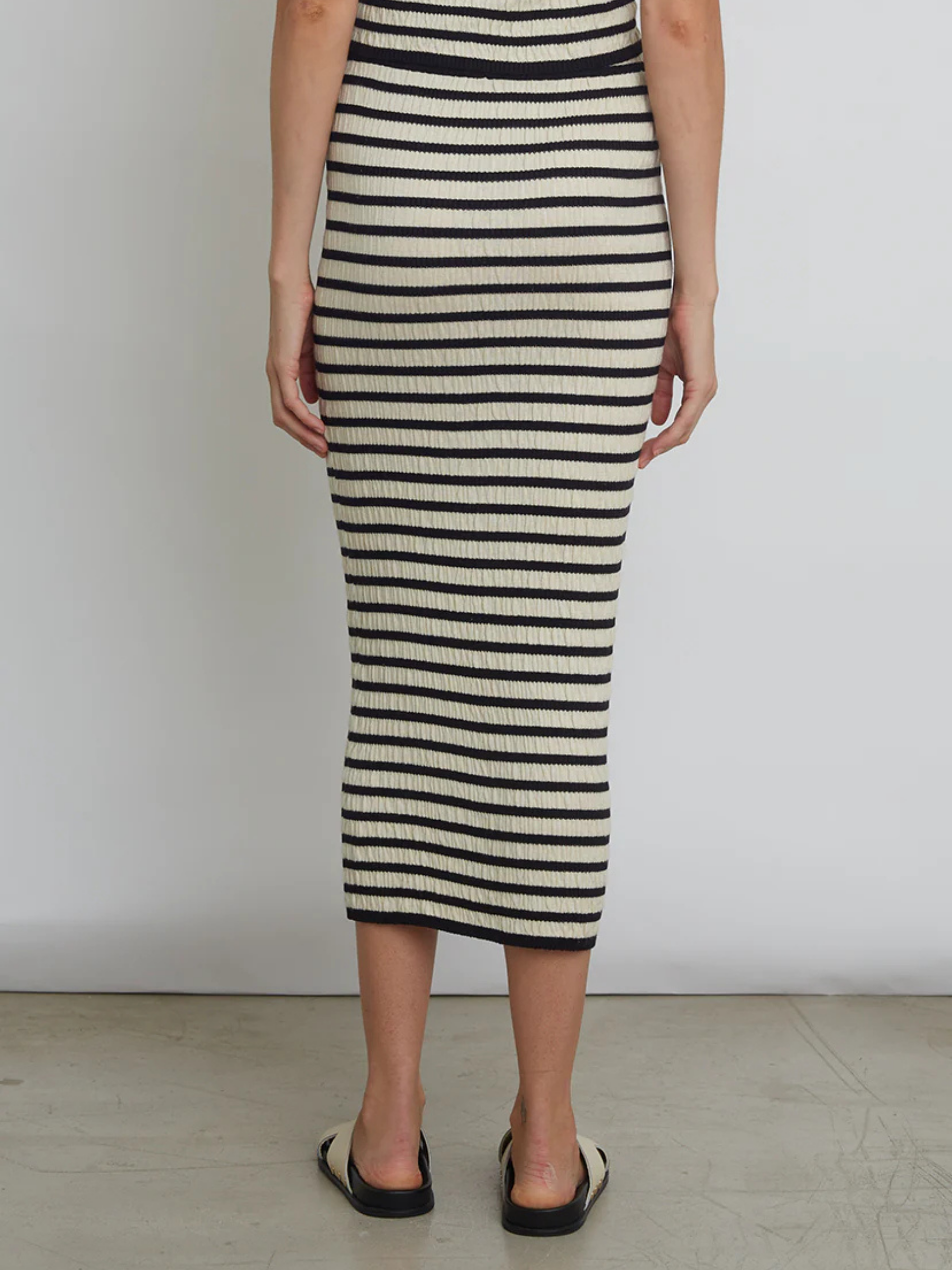 Carrie Stripe Tube Skirt - Ivory/Black