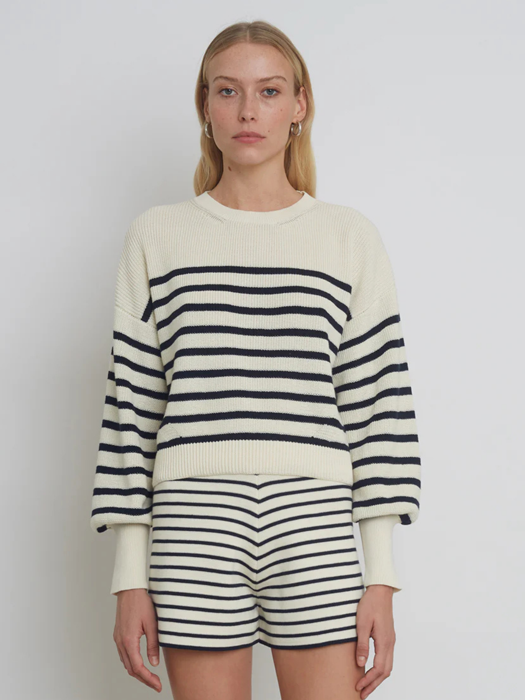 Layla Stripe Sweater - Ivory/Navy
