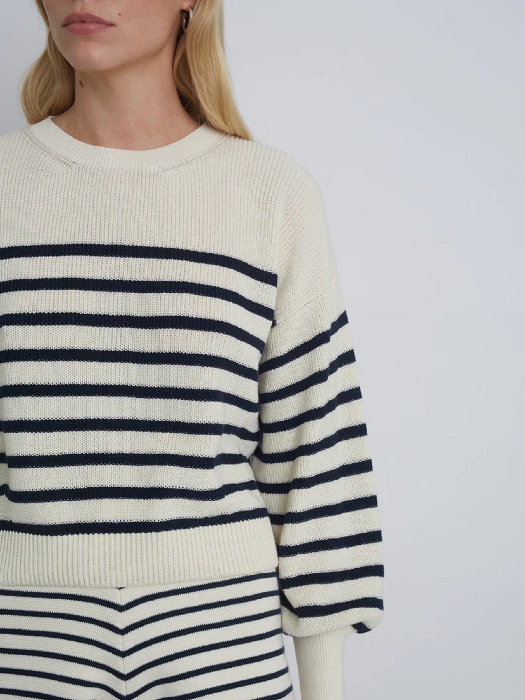 Layla Stripe Sweater - Ivory/Navy