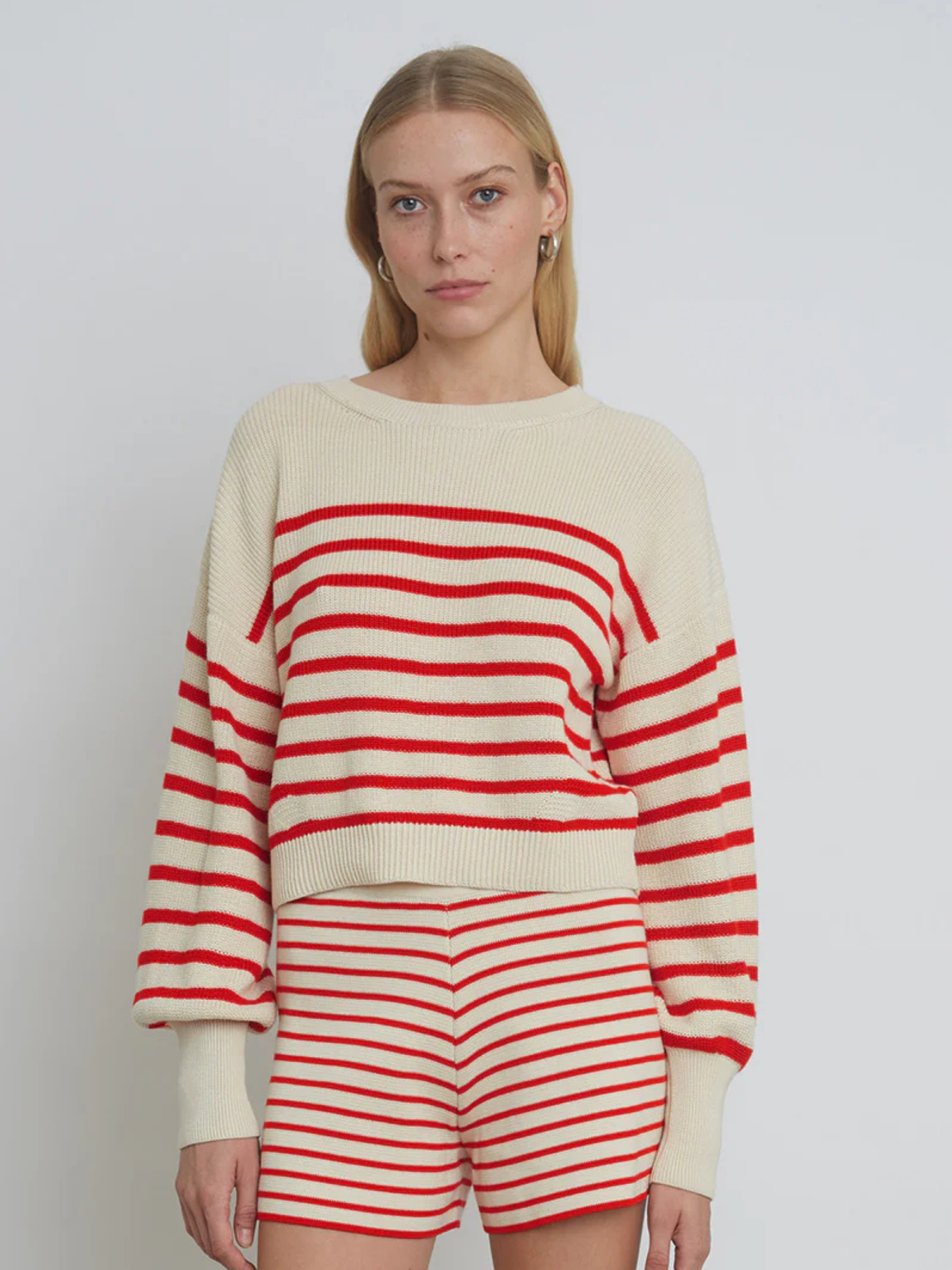 Layla Stripe Sweater - Ivory/Rosso