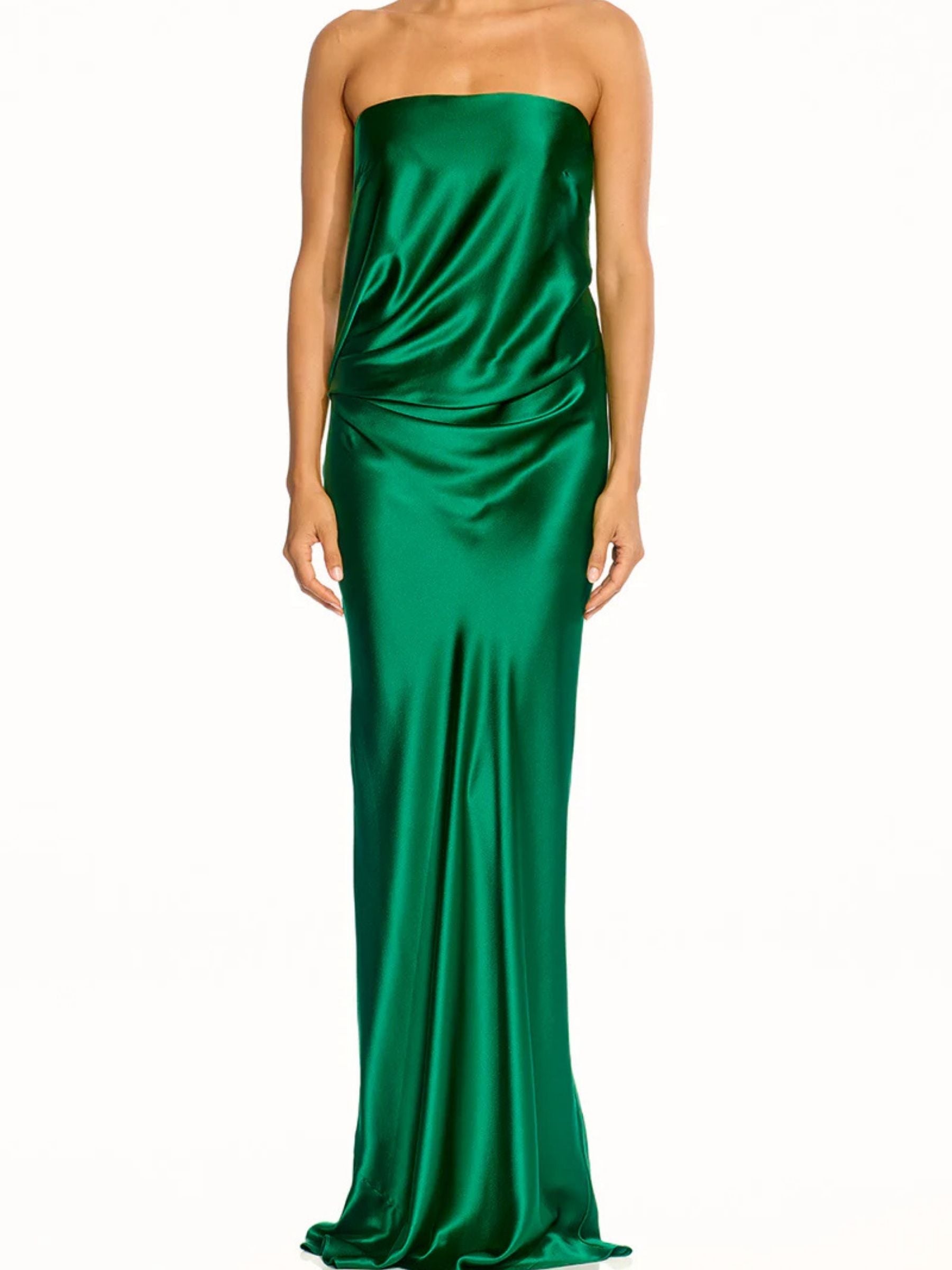 Draped Strapless Gown - Verdant