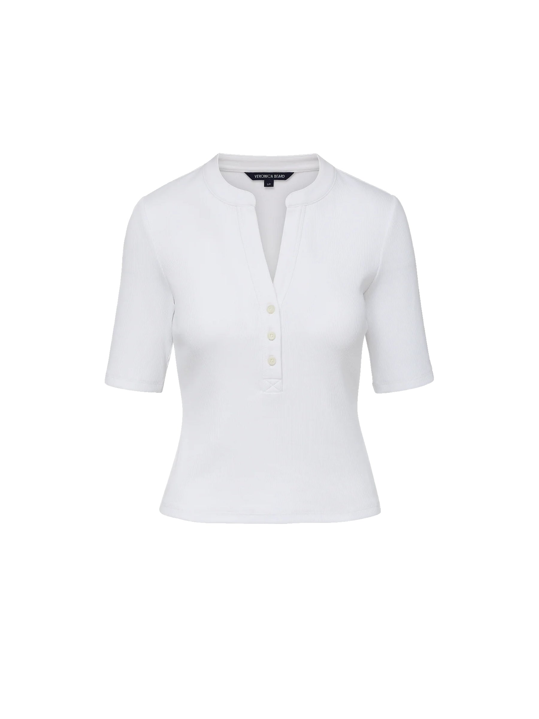 Ruebian Henley T-Shirt - White by Veronica Beard — view 5