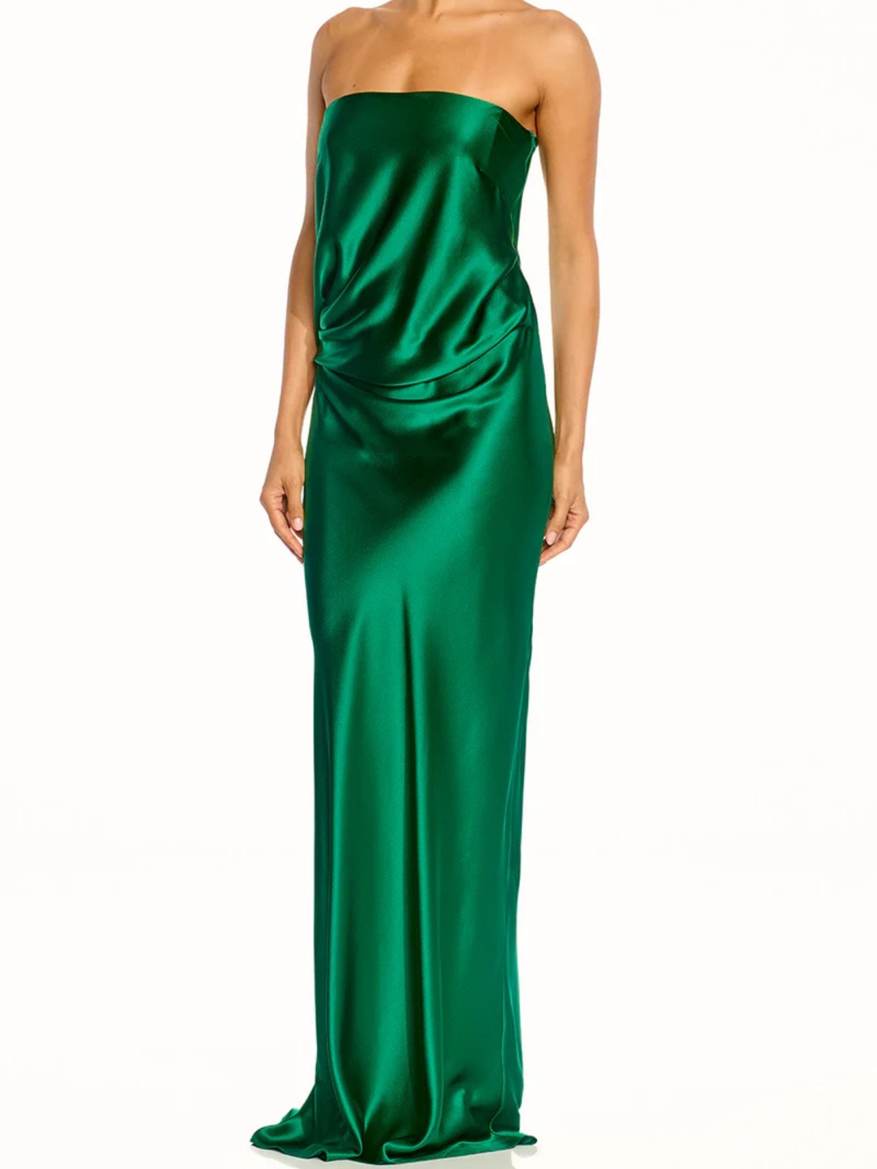 Draped Strapless Gown - Verdant