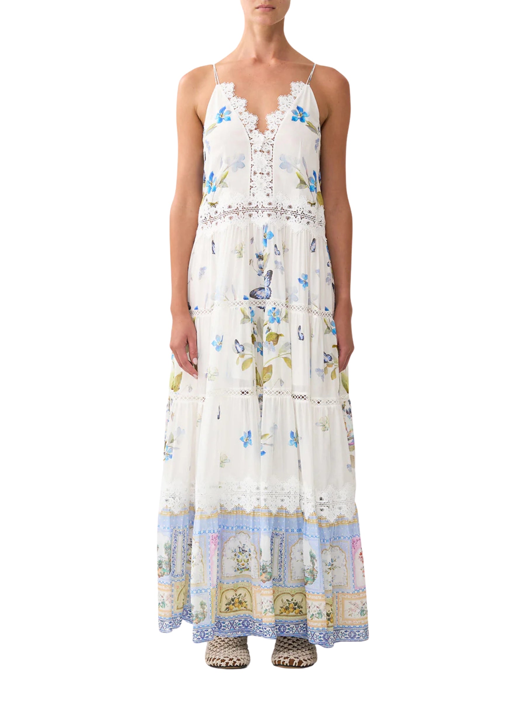 Camilla Trapeze Tiered Maxi Dress  Botanical Ballads | Palma Boutique