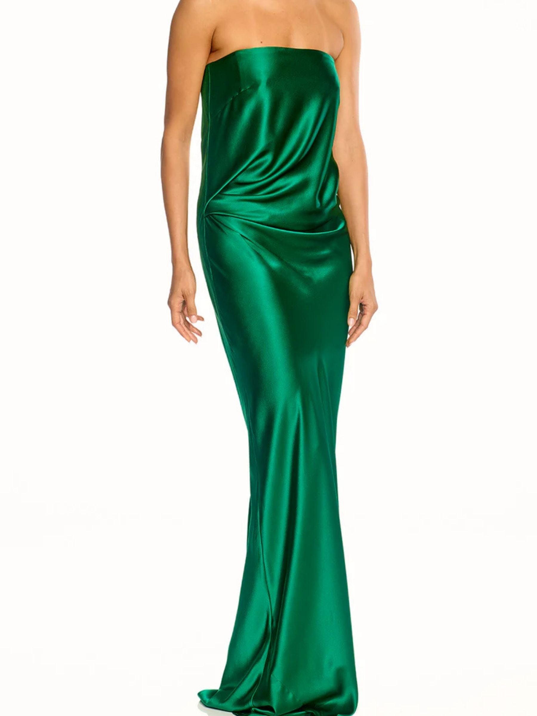 Draped Strapless Gown - Verdant