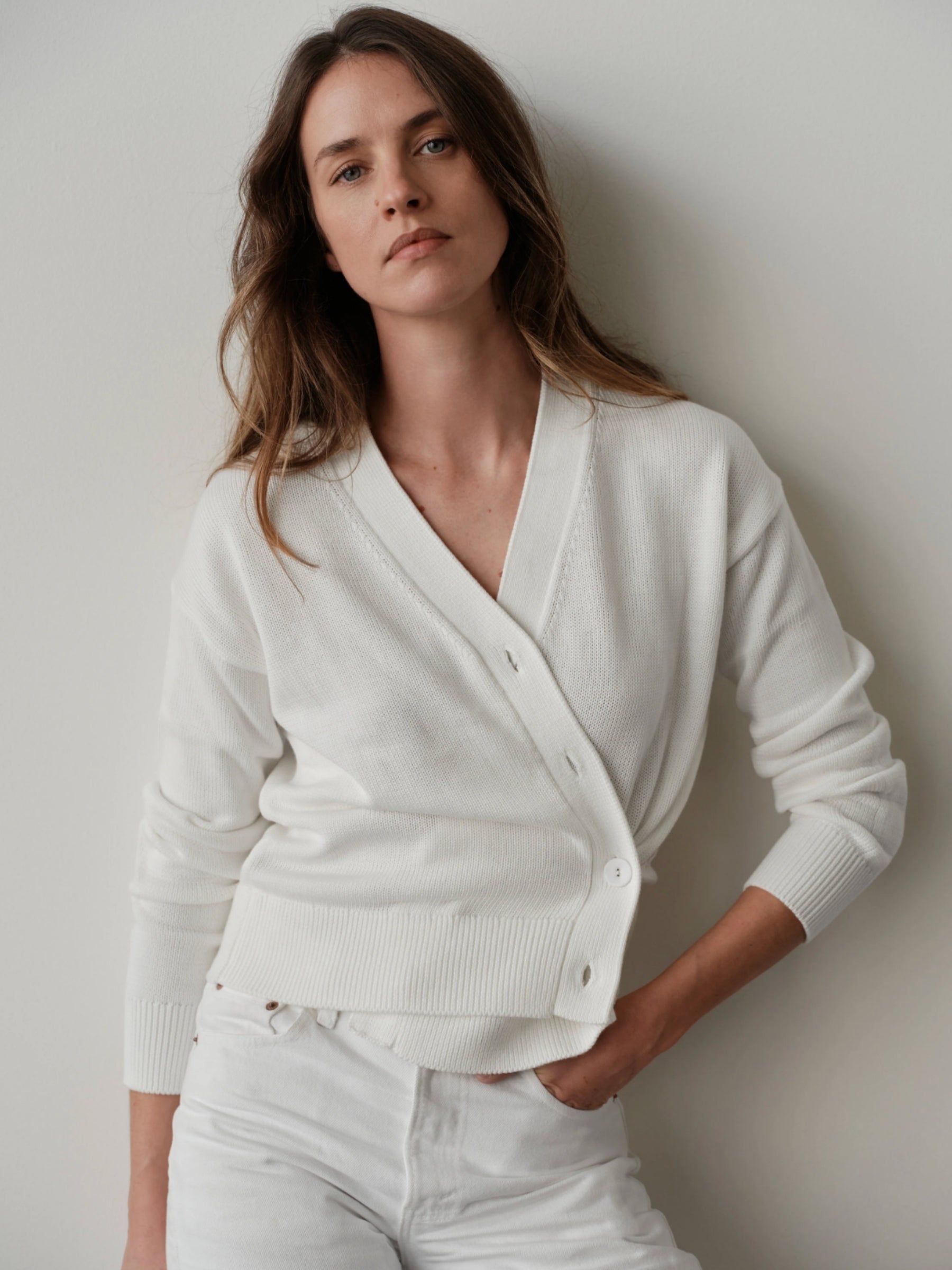 The Wrap Cardigan - White by Cissa — view 3
