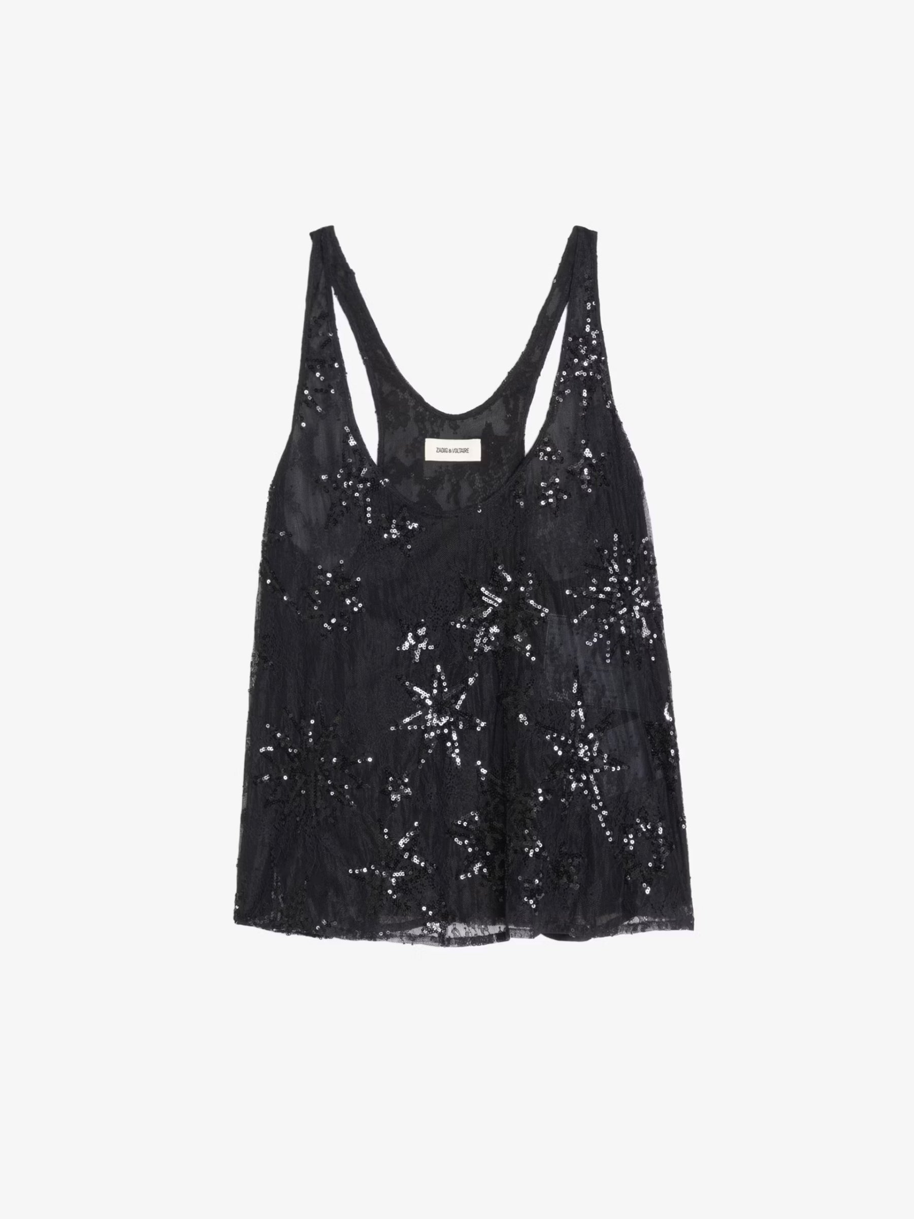 Tarysa Lace Brod Tank - Black