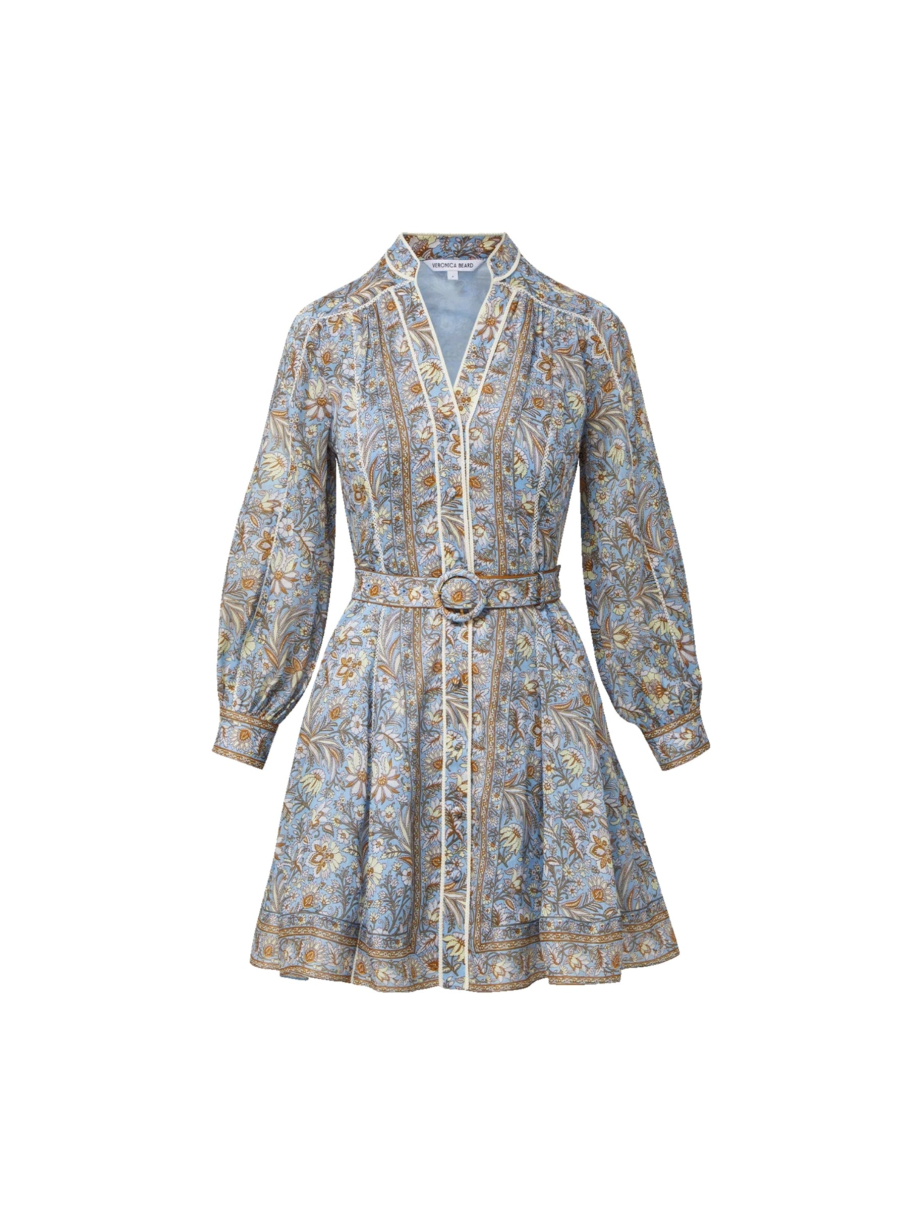 V Neck Kumar Dress - Blue Jay Multi by Veronica Beard — view 6