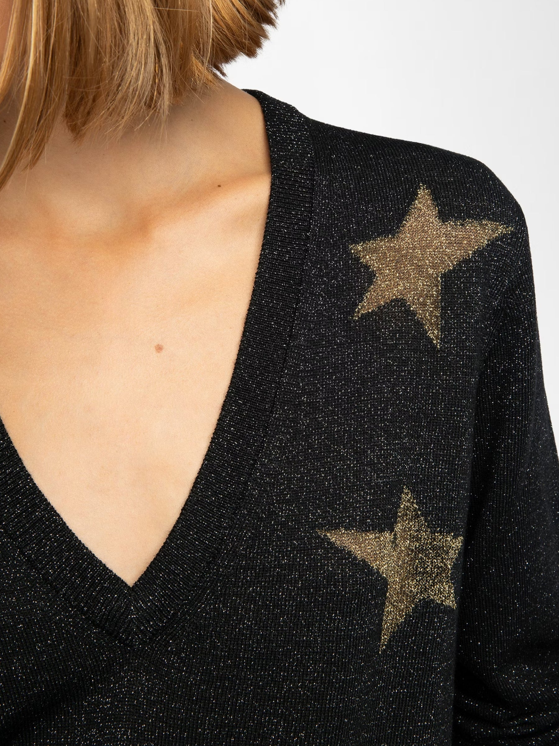 Rivy We Stars V Neck Sweater - Black
