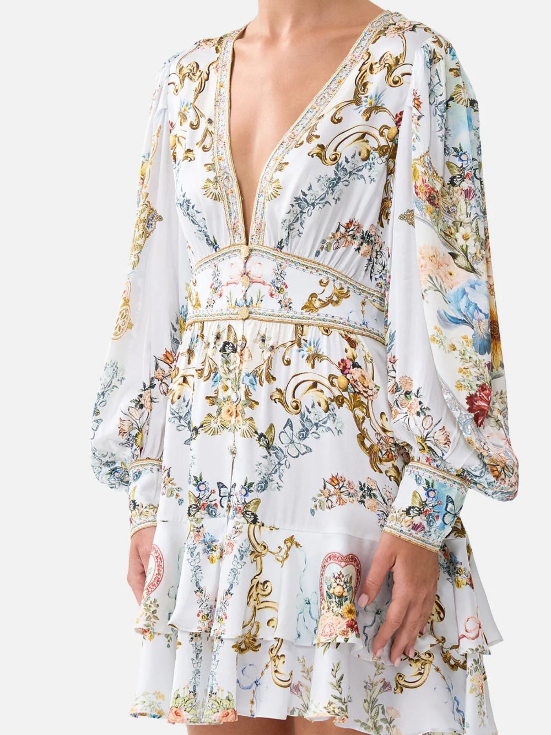 Button Front Frill Dress - Seville Sweetheart