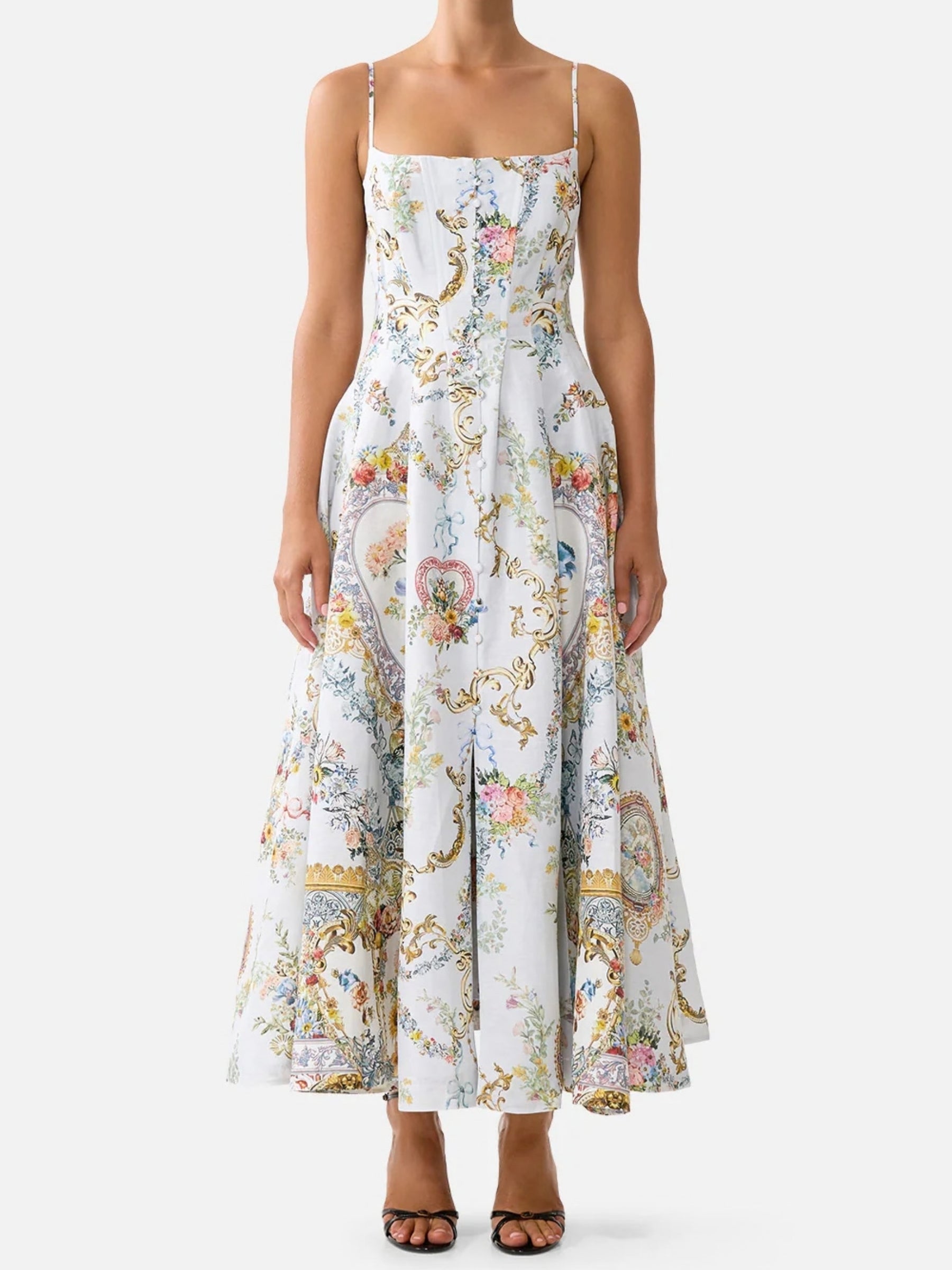 Corset Dress w/ Long Flared Skirt