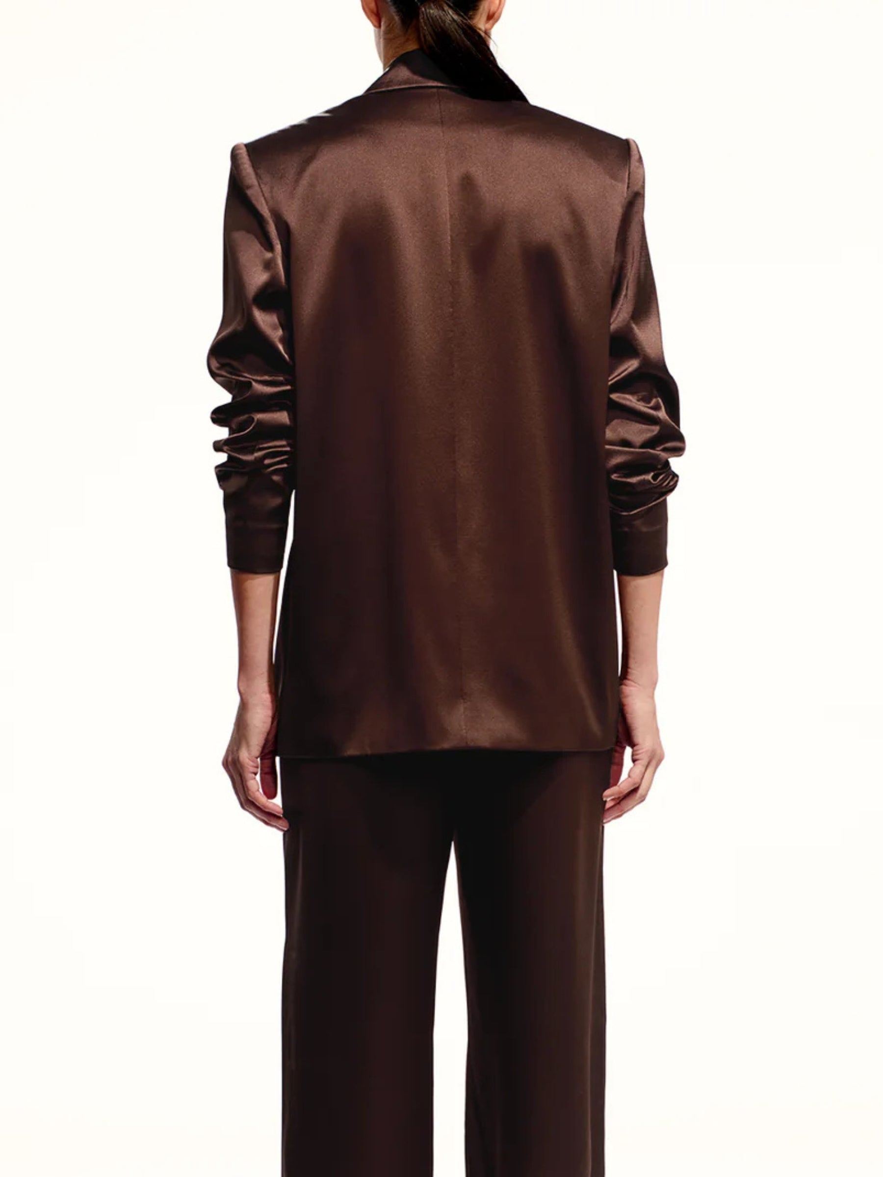 Oversized Silk Blazer - Cocoa