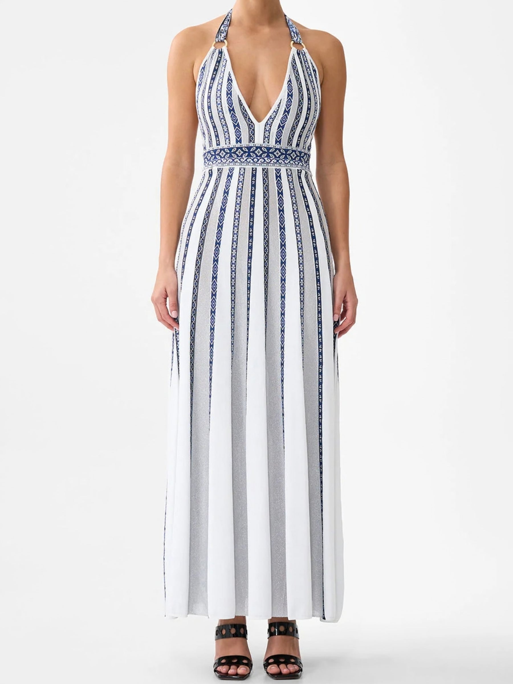 Halter Neck Knit Dress - A Tiled Wonderland