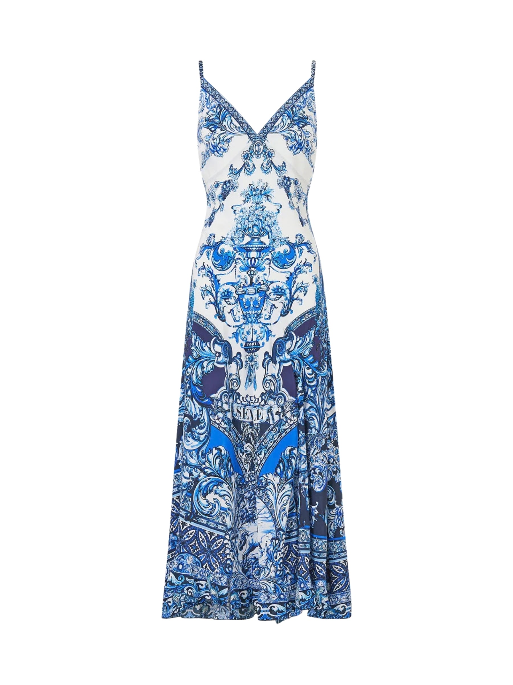 Bias Slip Dress w/ Frill Hem - A Tiled Wonderland by Camilla — view 5