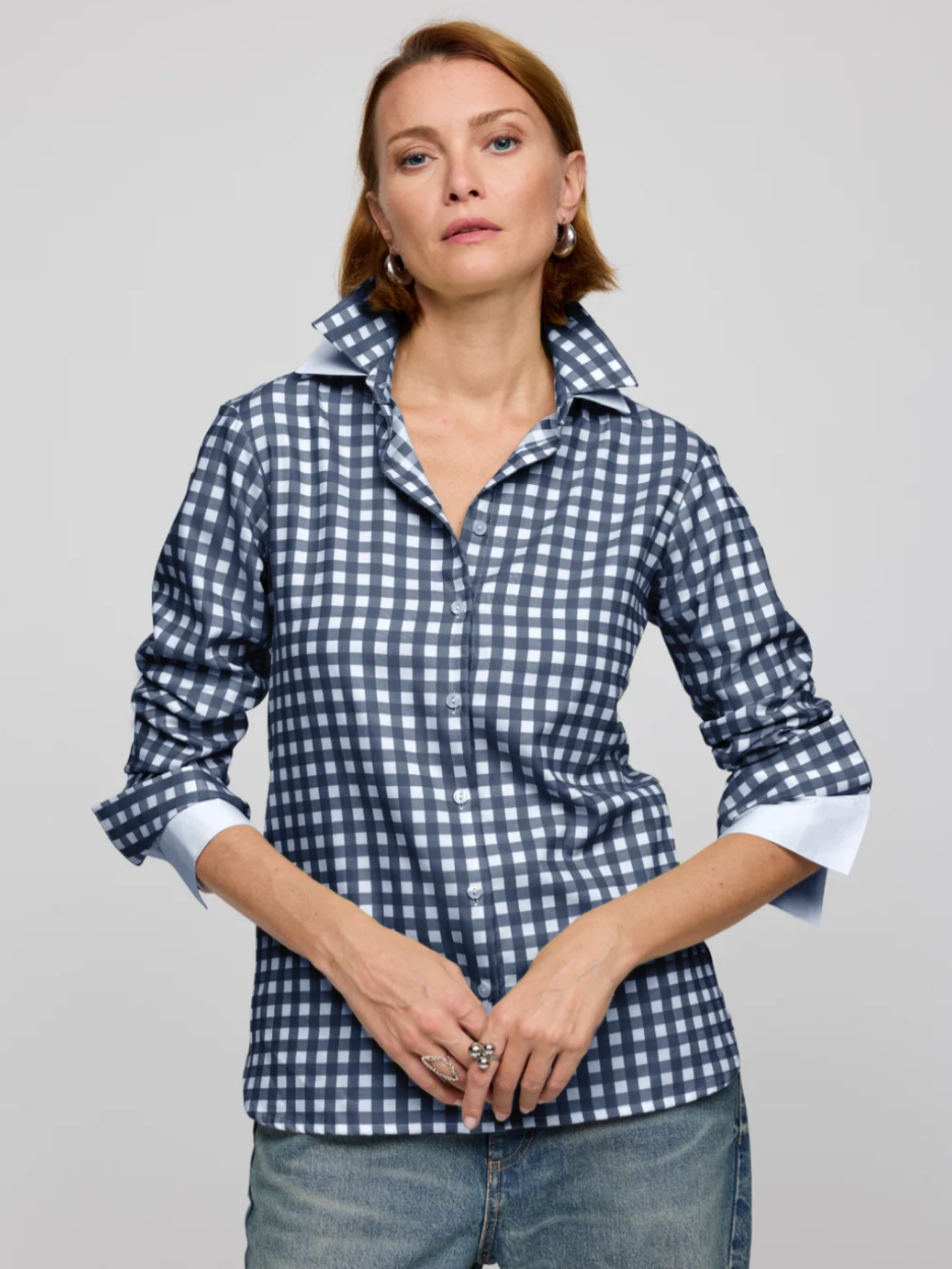Long Sleeve Margot Gingham - Navy/White