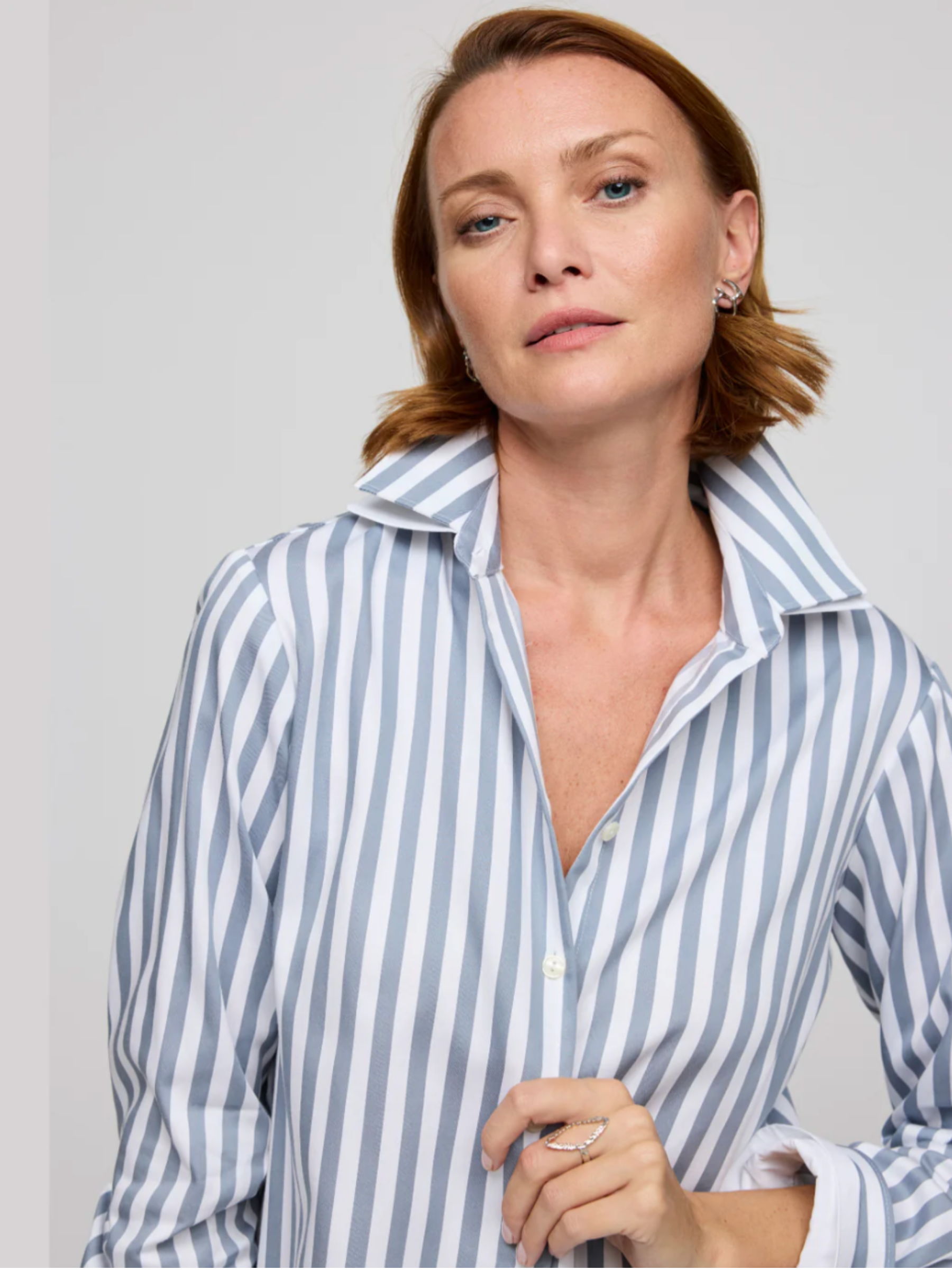 Long Sleeve Margot Stripe - French Grey/White