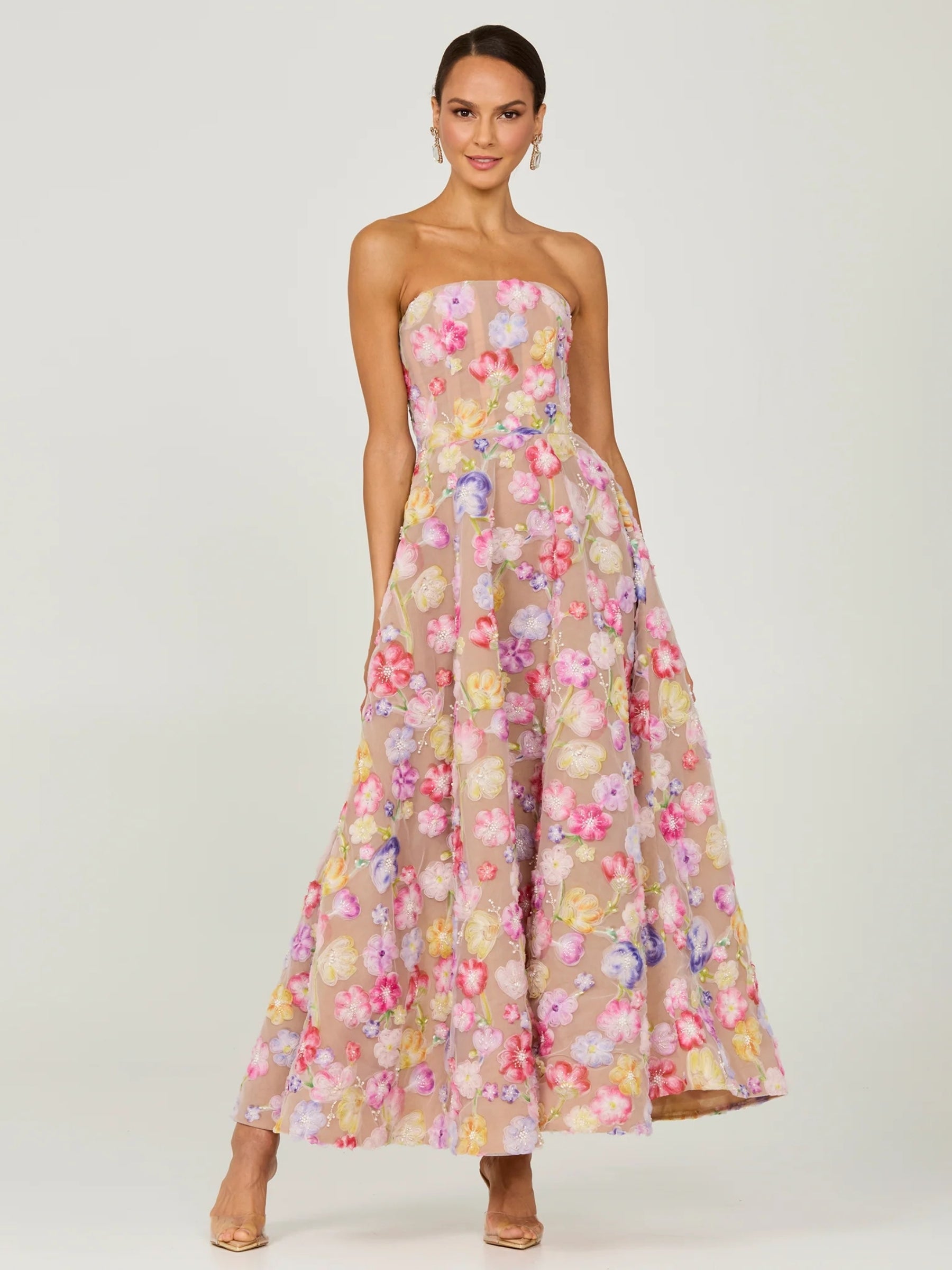 Vivian Midi Dress - Pink/Yellow Floral