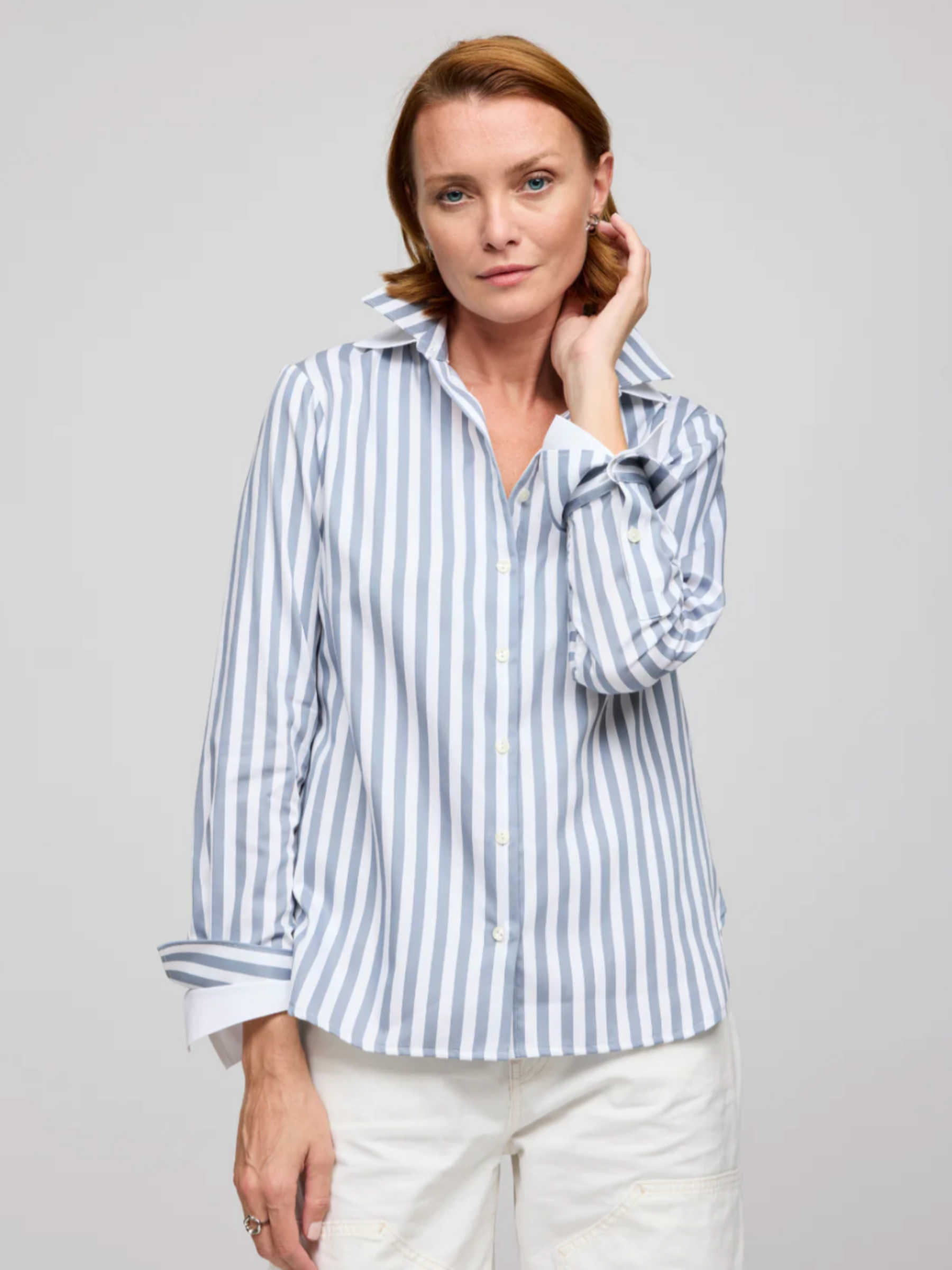 Long Sleeve Margot Stripe - French Grey/White