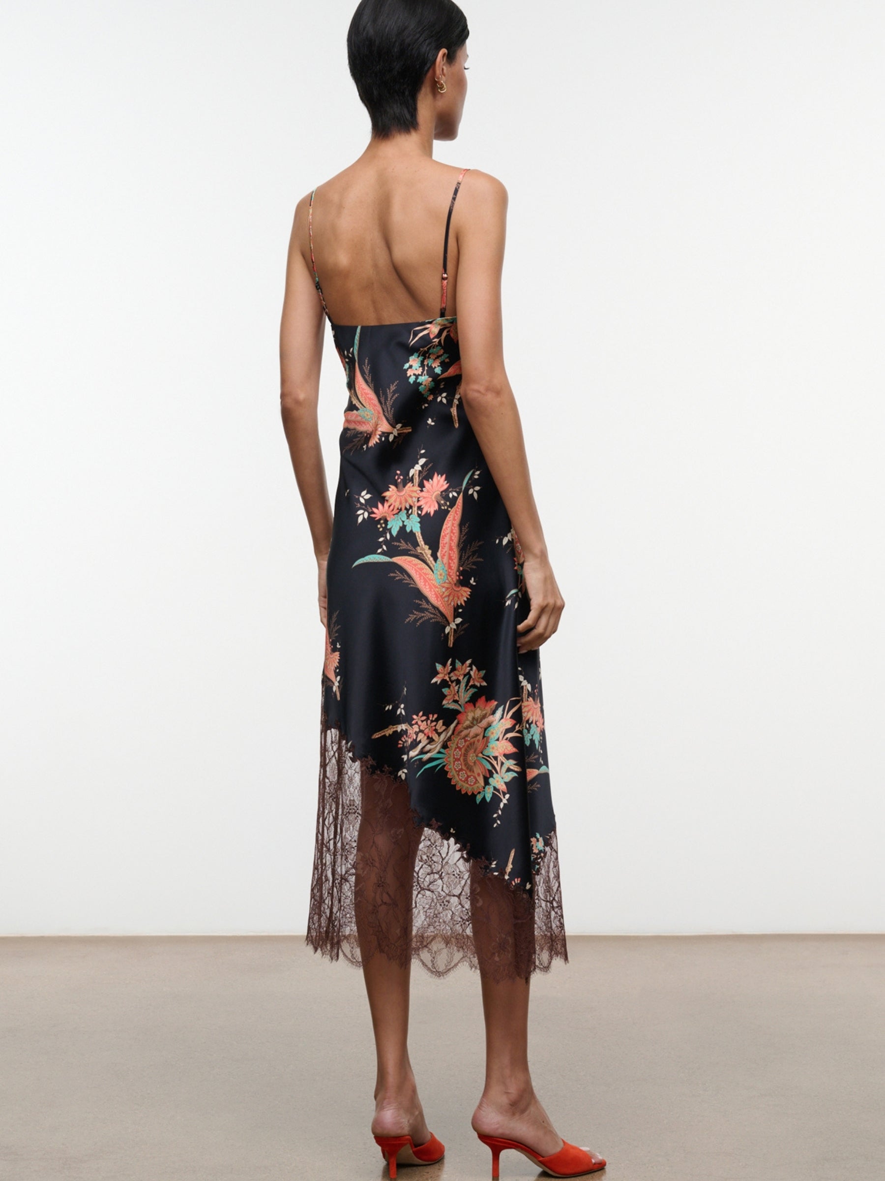 Lara Silk Dress - Tapestry Noir