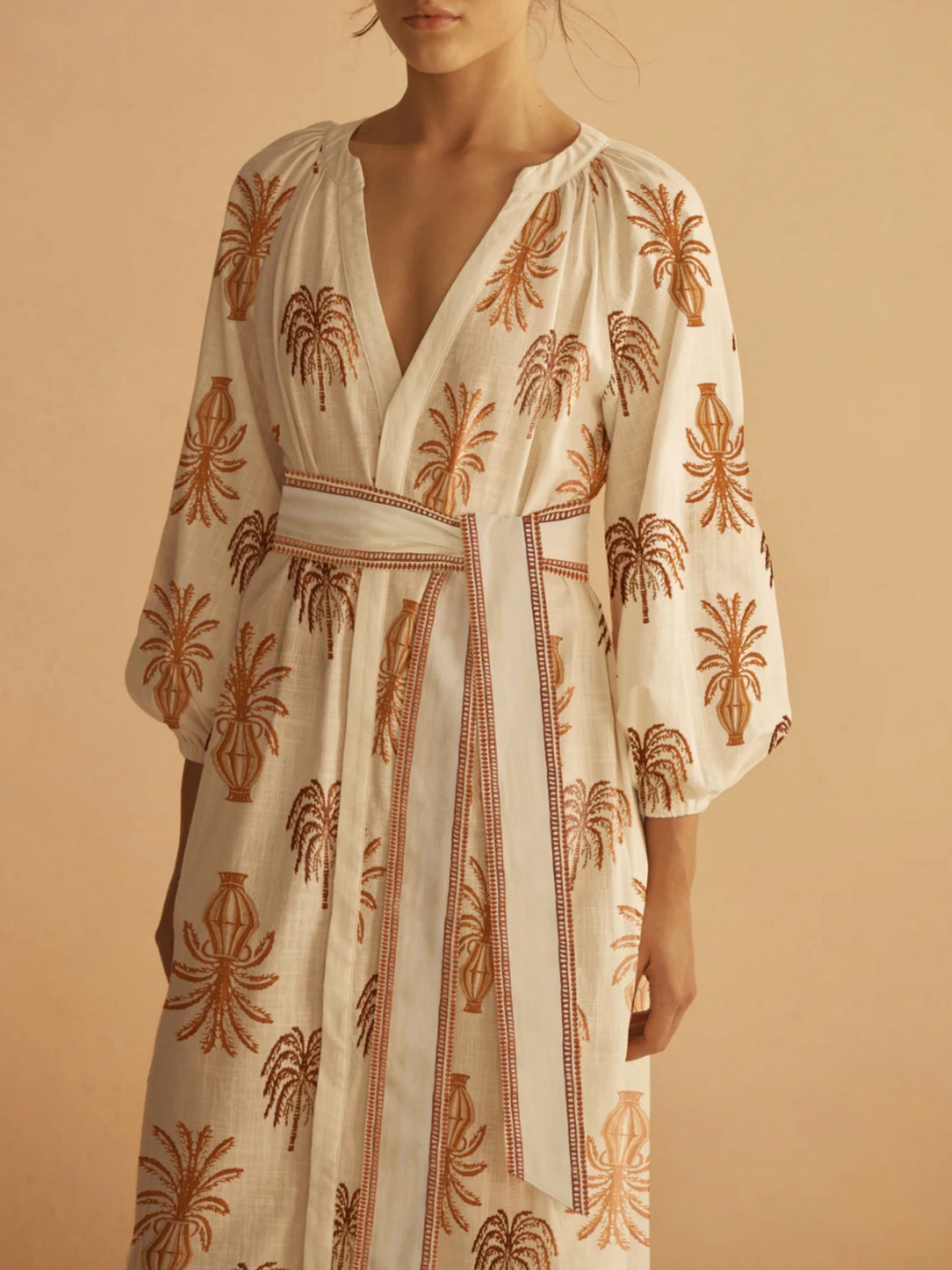 Dalla Palma Embroidered Plunge Maxi