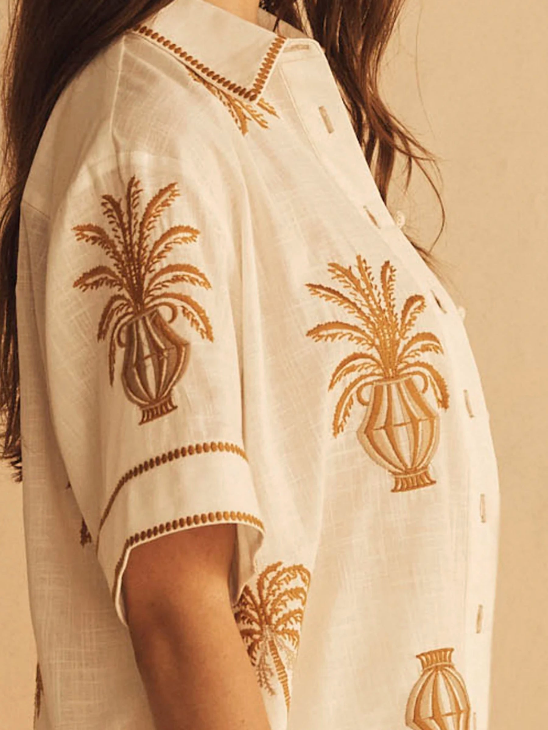Dalla Palma Embroidered Cuffed S/S Shirt