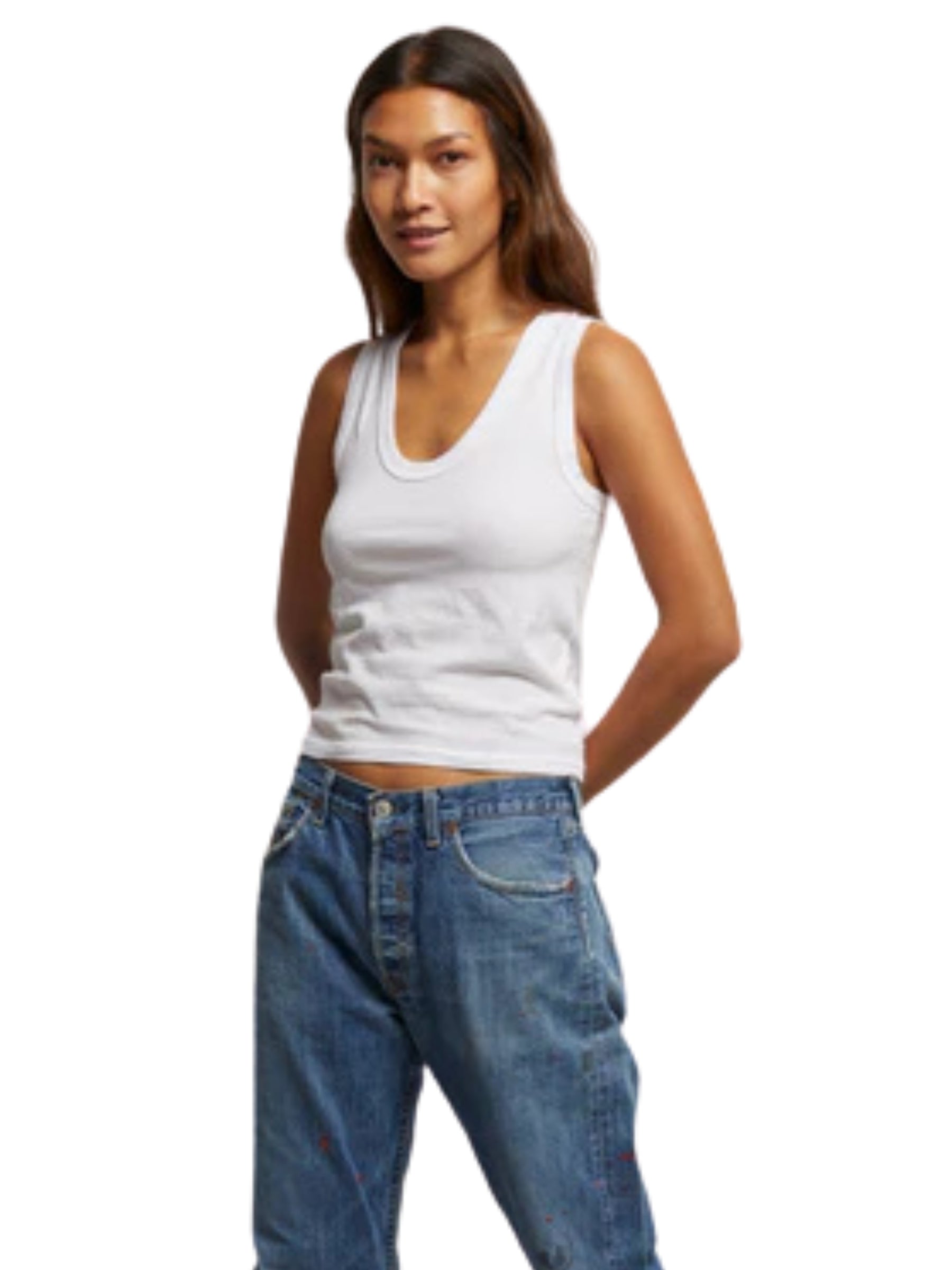 Khara Scoop Neck Tank - White