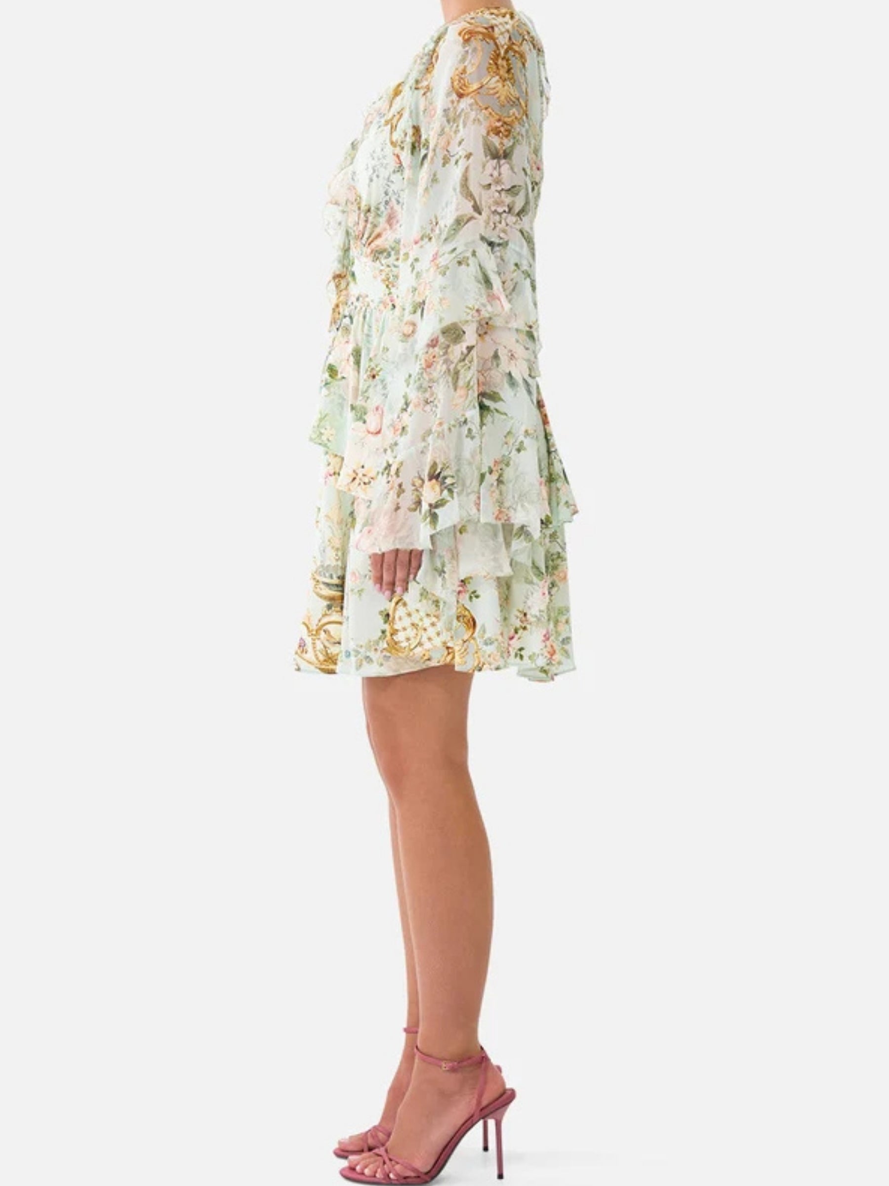 Short Waistband Dress w/ Ruffle Sleeve - Wild