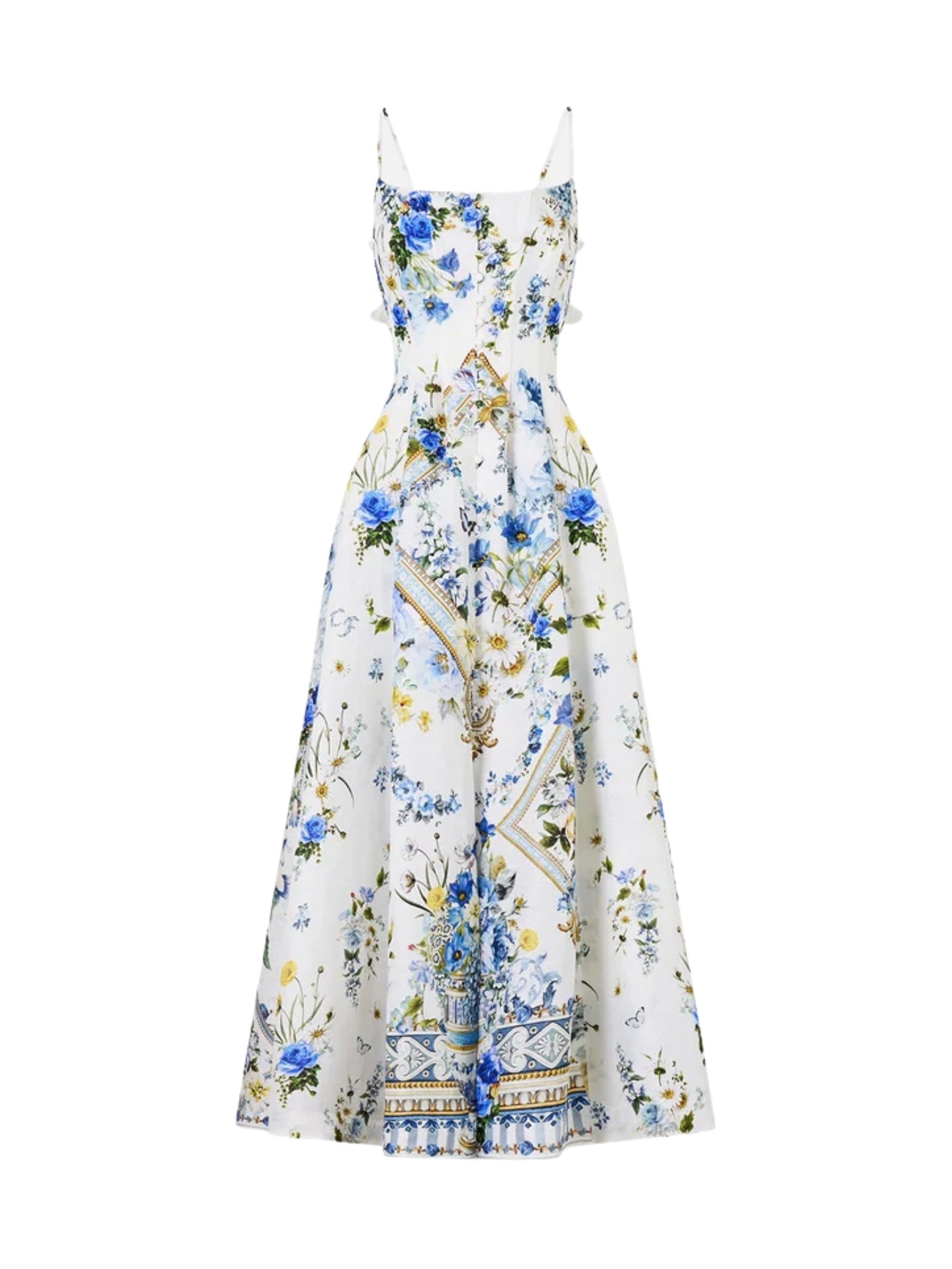Corset Dress w/ Long Flared Skirt - Dandelion Skies