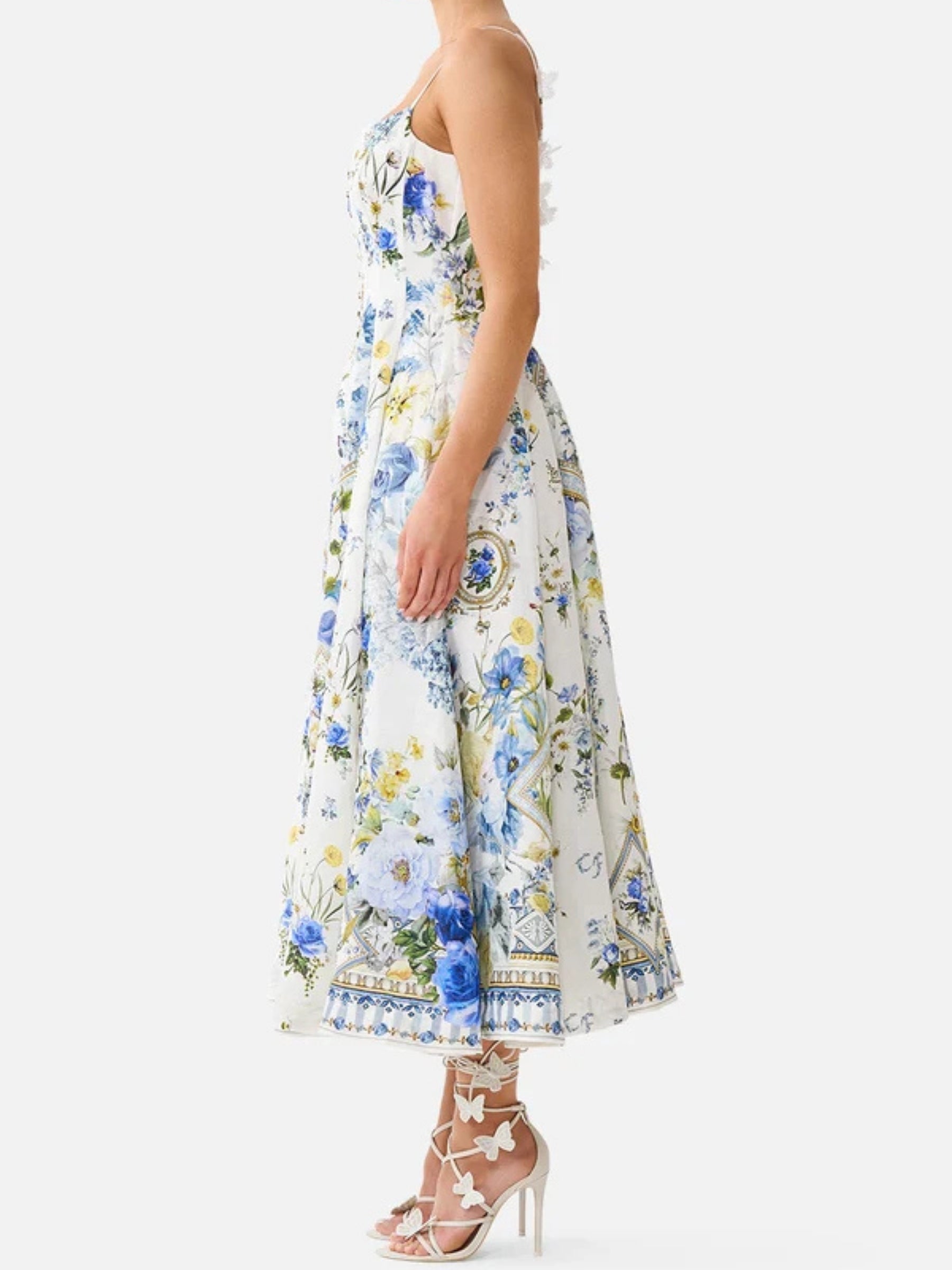 Corset Dress w/ Long Flared Skirt - Dandelion Skies