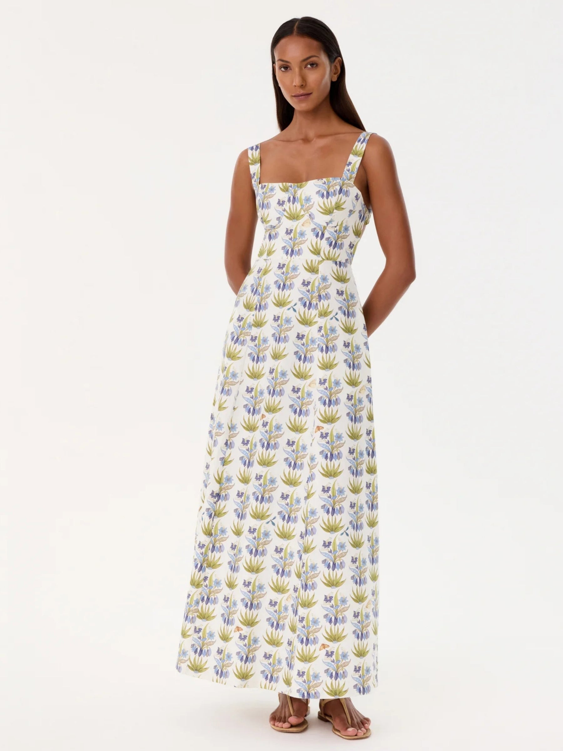 Azzurra Dress in Celestine Flower Blue by Emporio Sirenuse 42