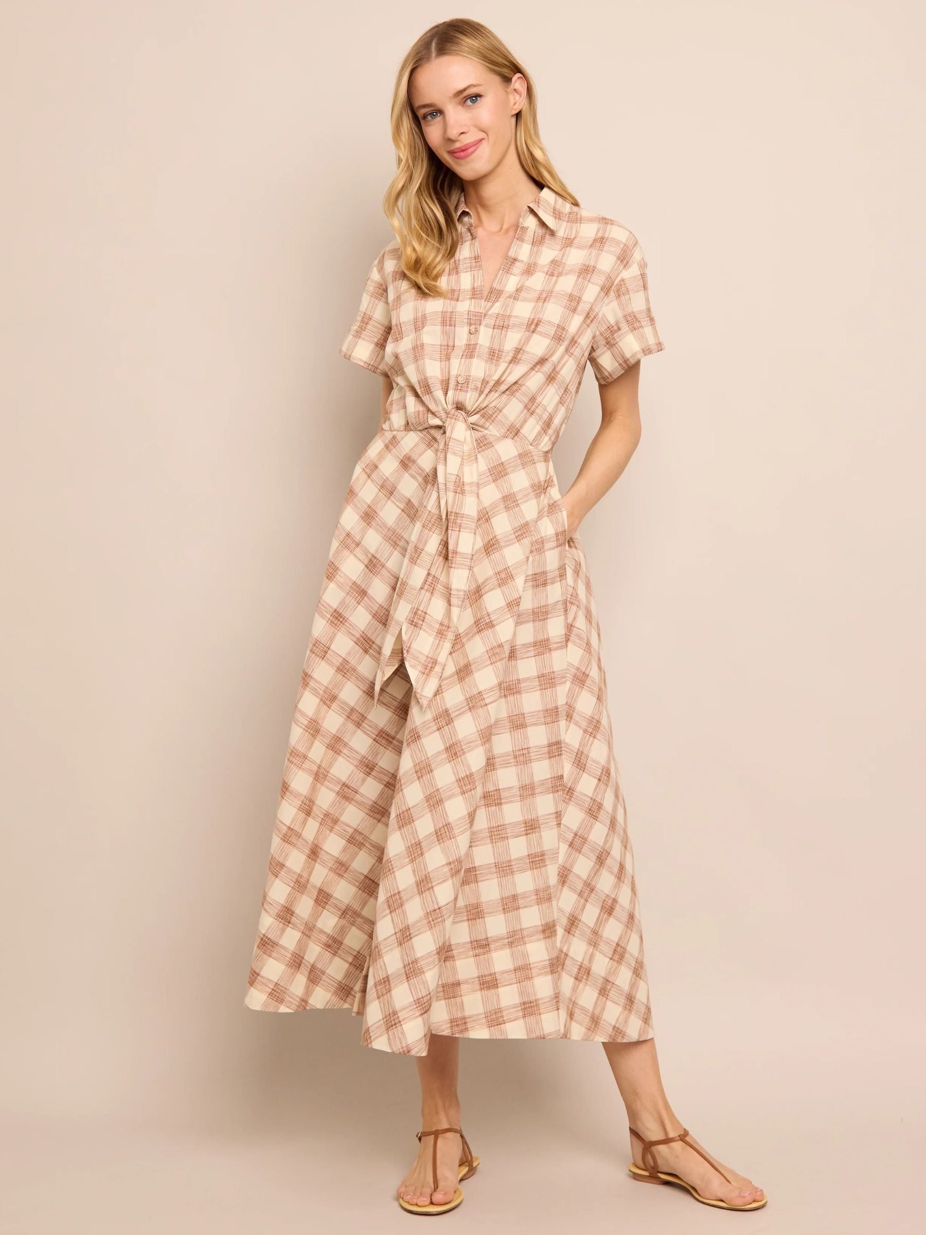 Cara Cara Asbury Dress L / Sketched Plaid Brown