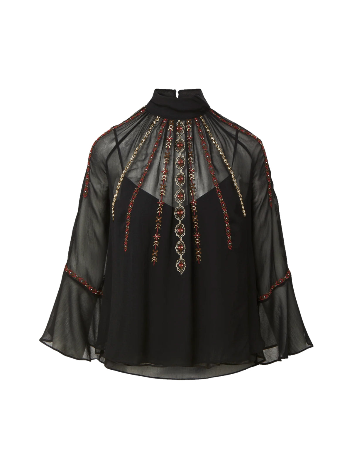 Taris Embroidered Blouse - Black