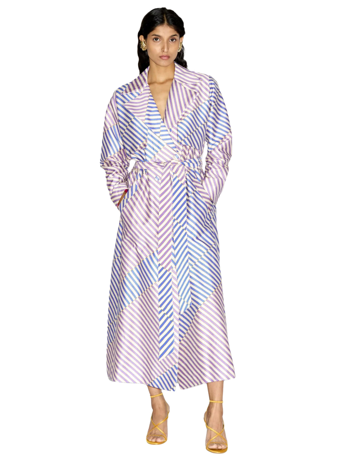 Eugene Printed Trench Coat - Piano Stripes