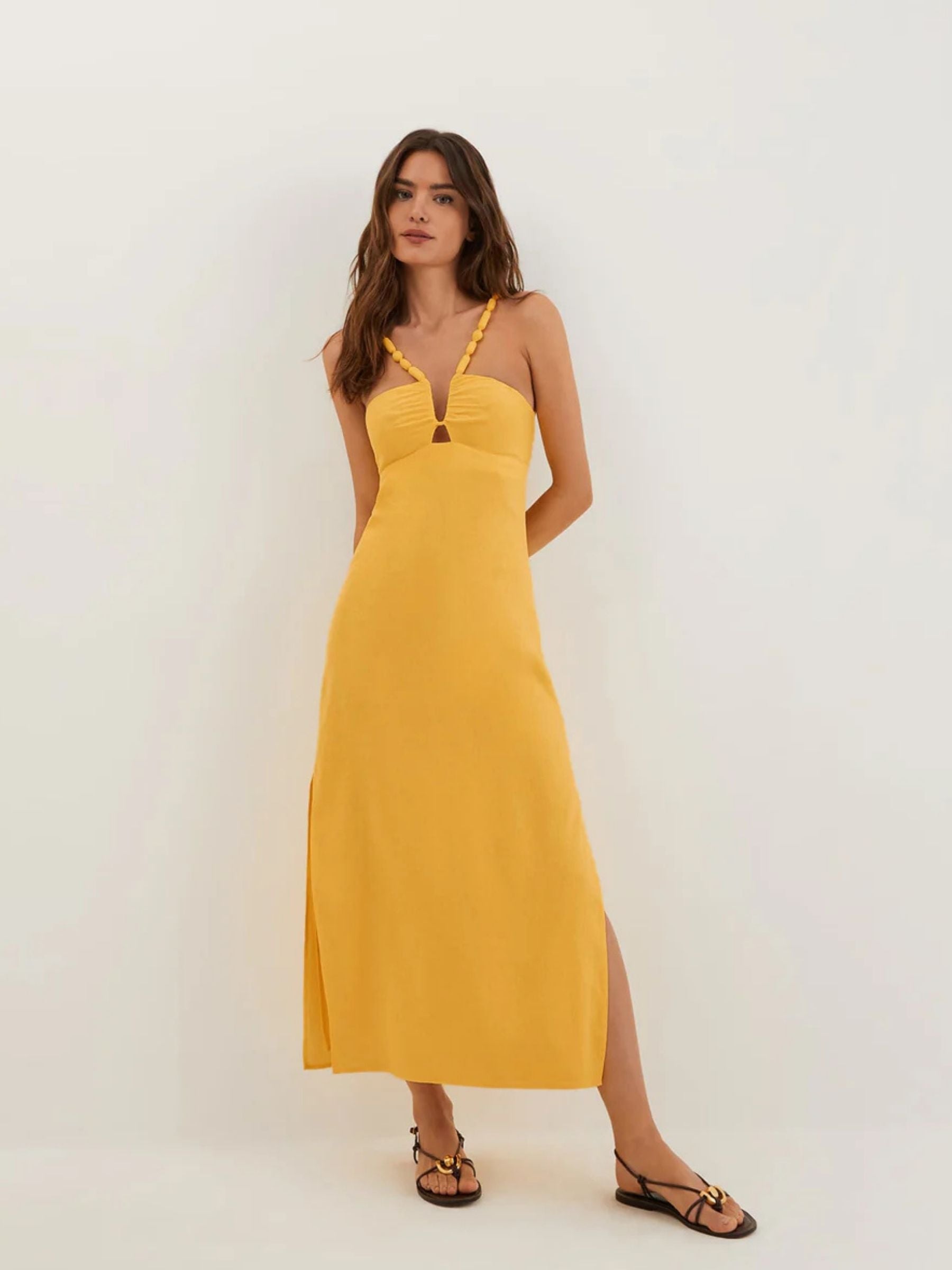 VIX-SOLID-RENDA-MIDI-DRESS-YELLOW