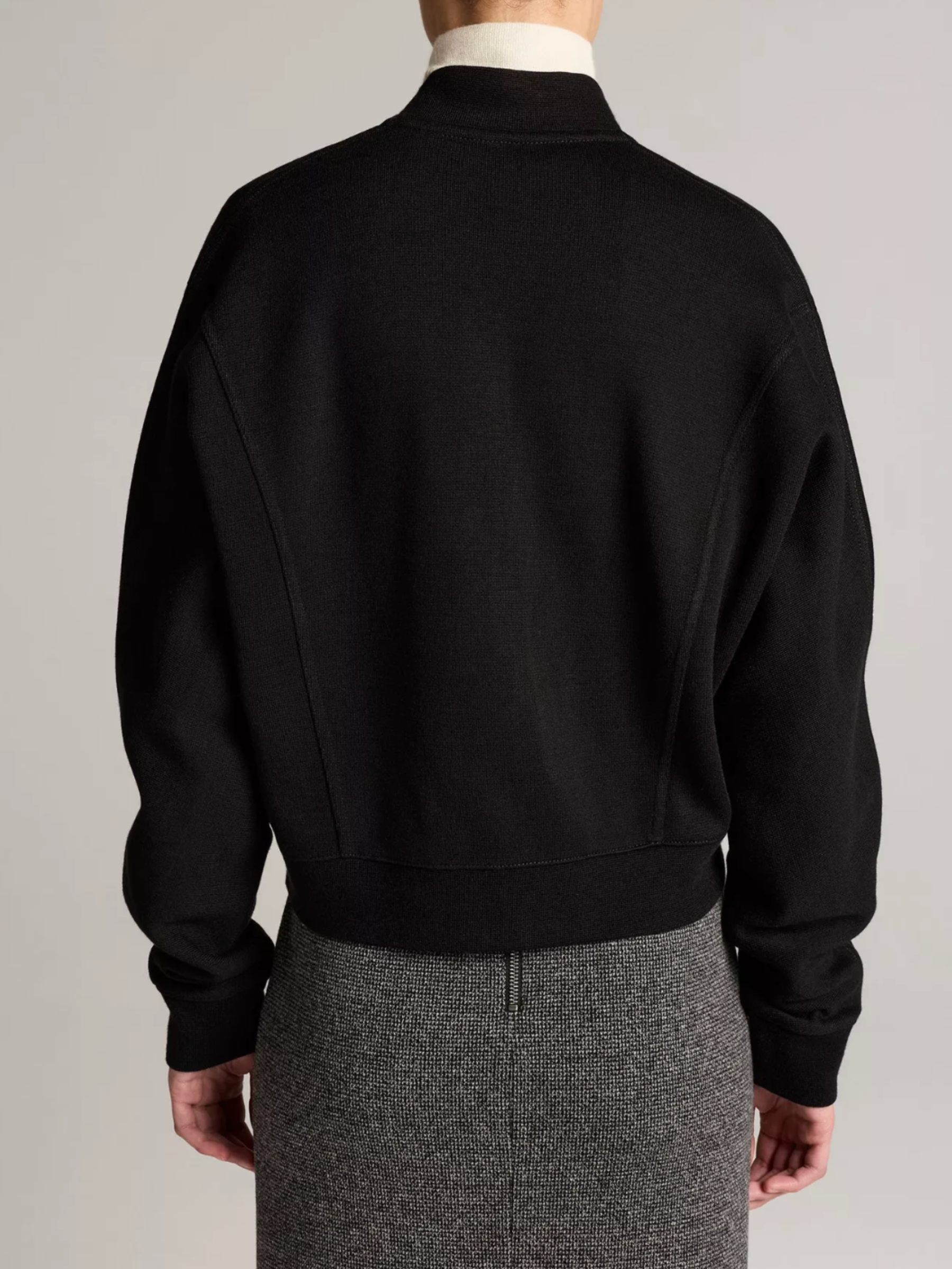 Ponte Knit Bomber Jacket - Black by Vince — view 3