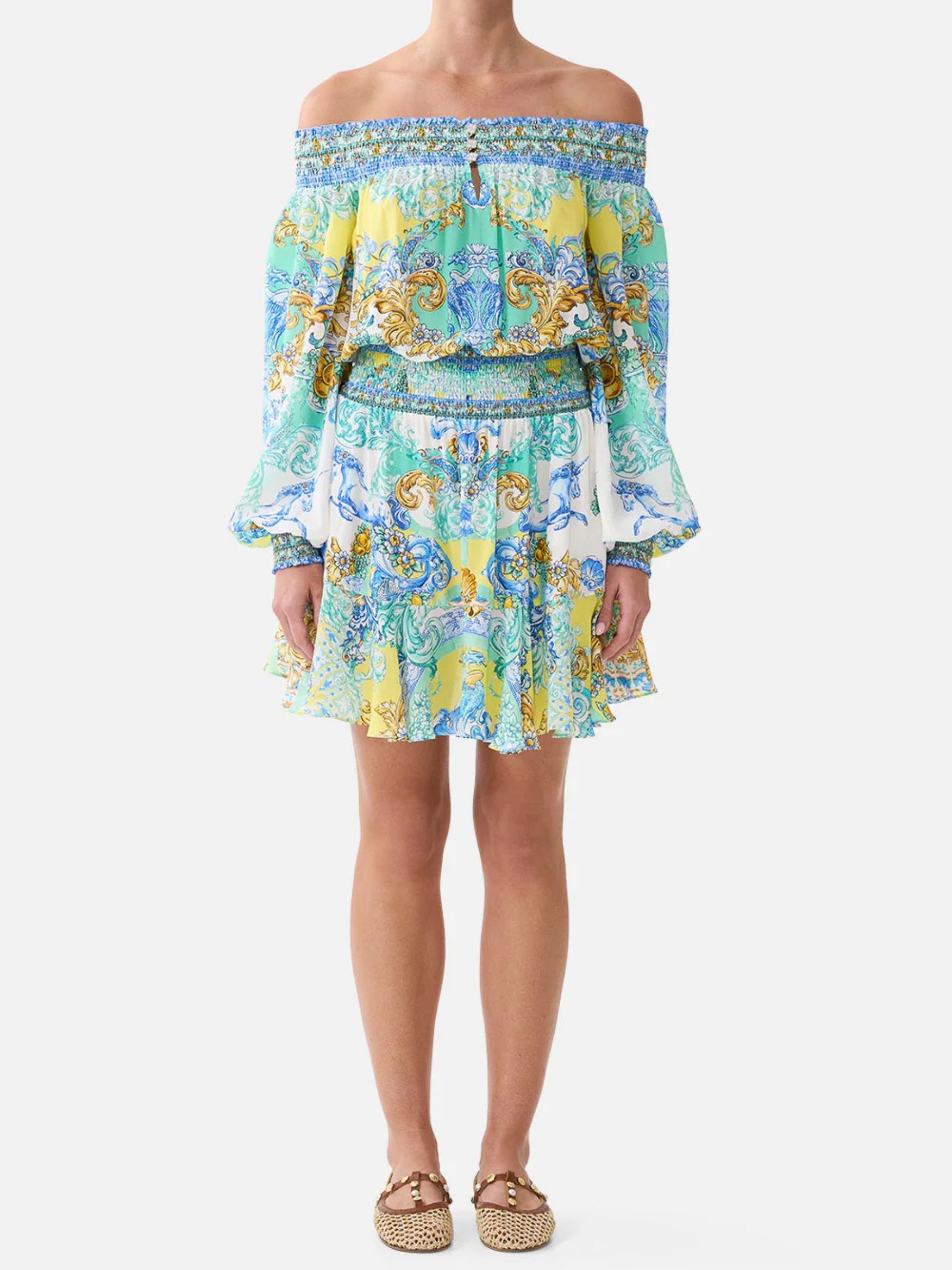Off Shoulder Short Dress - Dial Up the Tiles