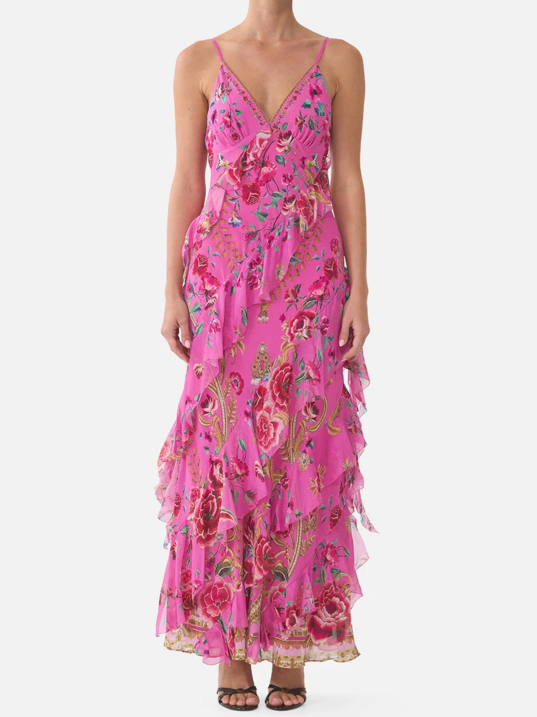 Camilla Asymmetrical Slip Dress Matadora Flora