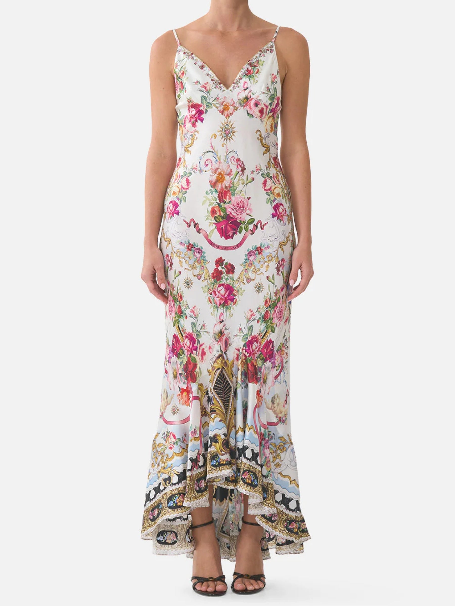 V Neck Slip Dress w/Flounce Hem - Torero Libertine