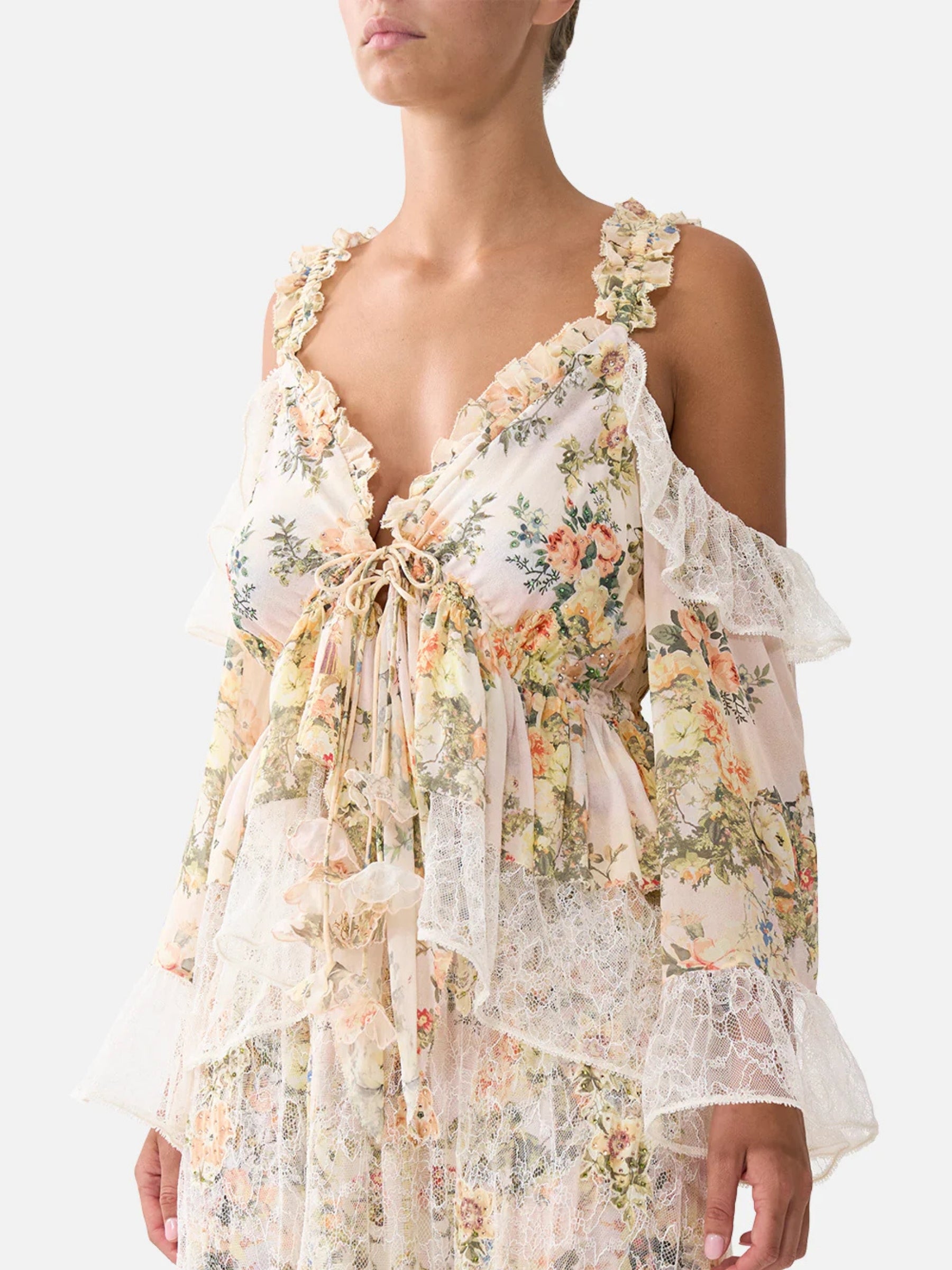 Cold Shoulder Ruffle Top - Twilight in Istanbul