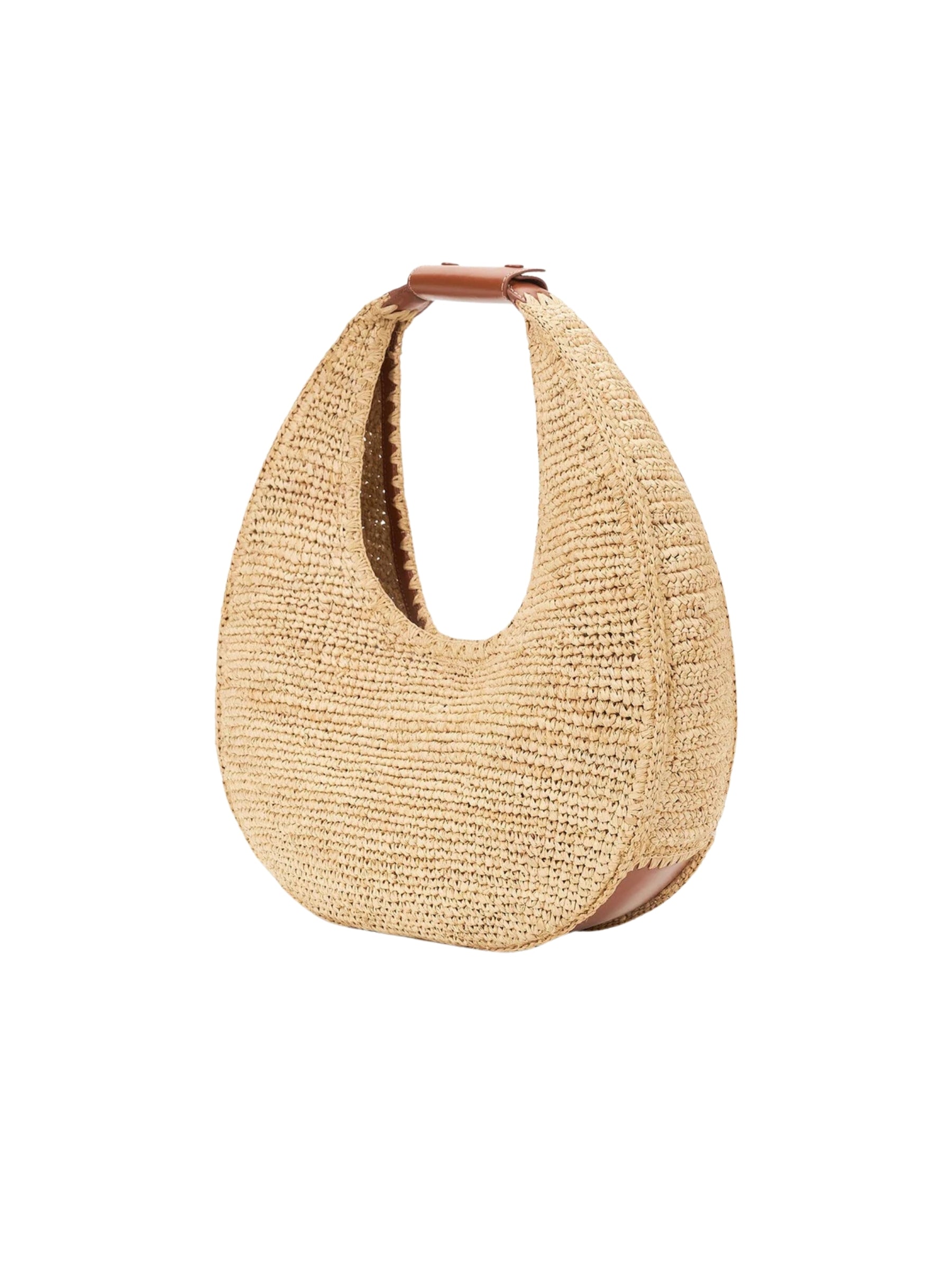 Large Moon Raffia Tote Bag - Natural