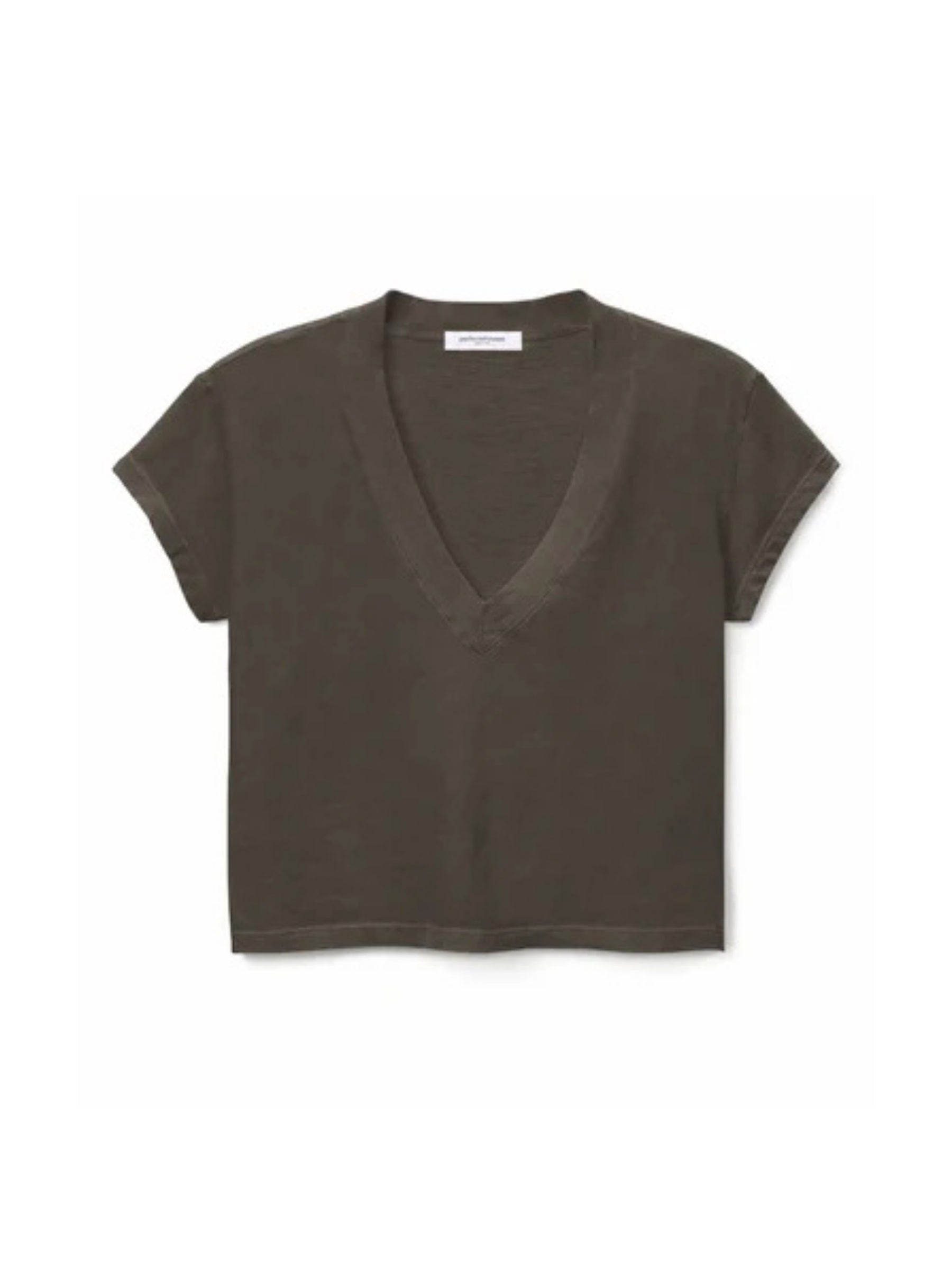 Perfect White Tee Alanis V-Neck Tee in Dark Olive, product-only front view
