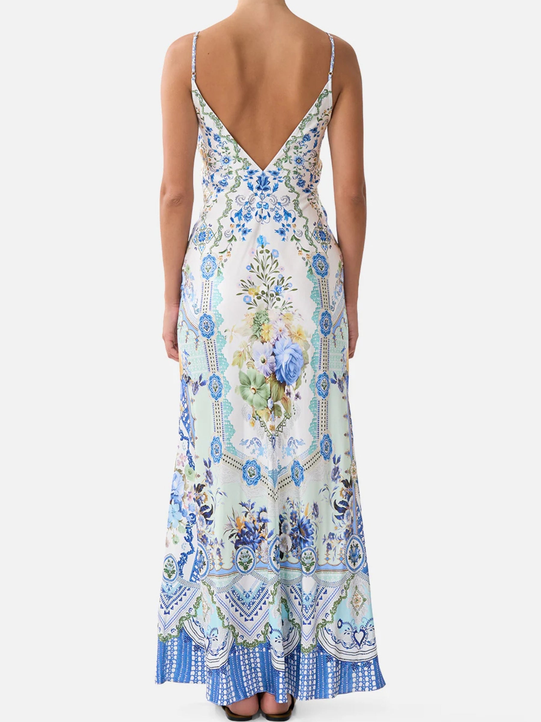 V Neck Full Length Bias Slip Dress - My Homespun Heart