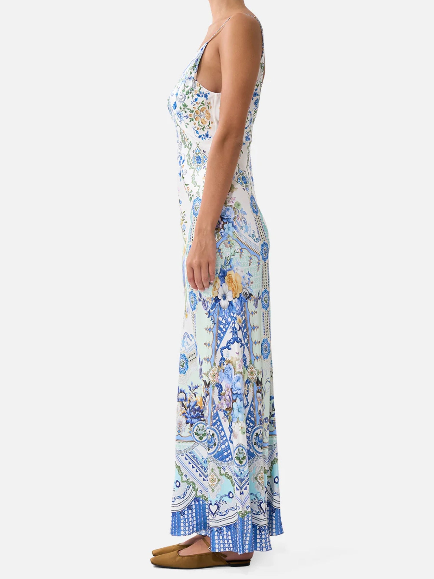 V Neck Full Length Bias Slip Dress - My Homespun Heart