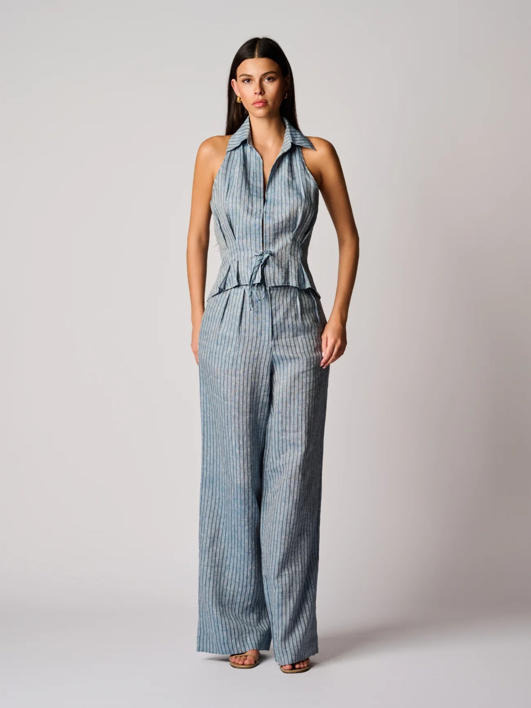 Sloan Vest - Blue Stripe by Hevron — view 3