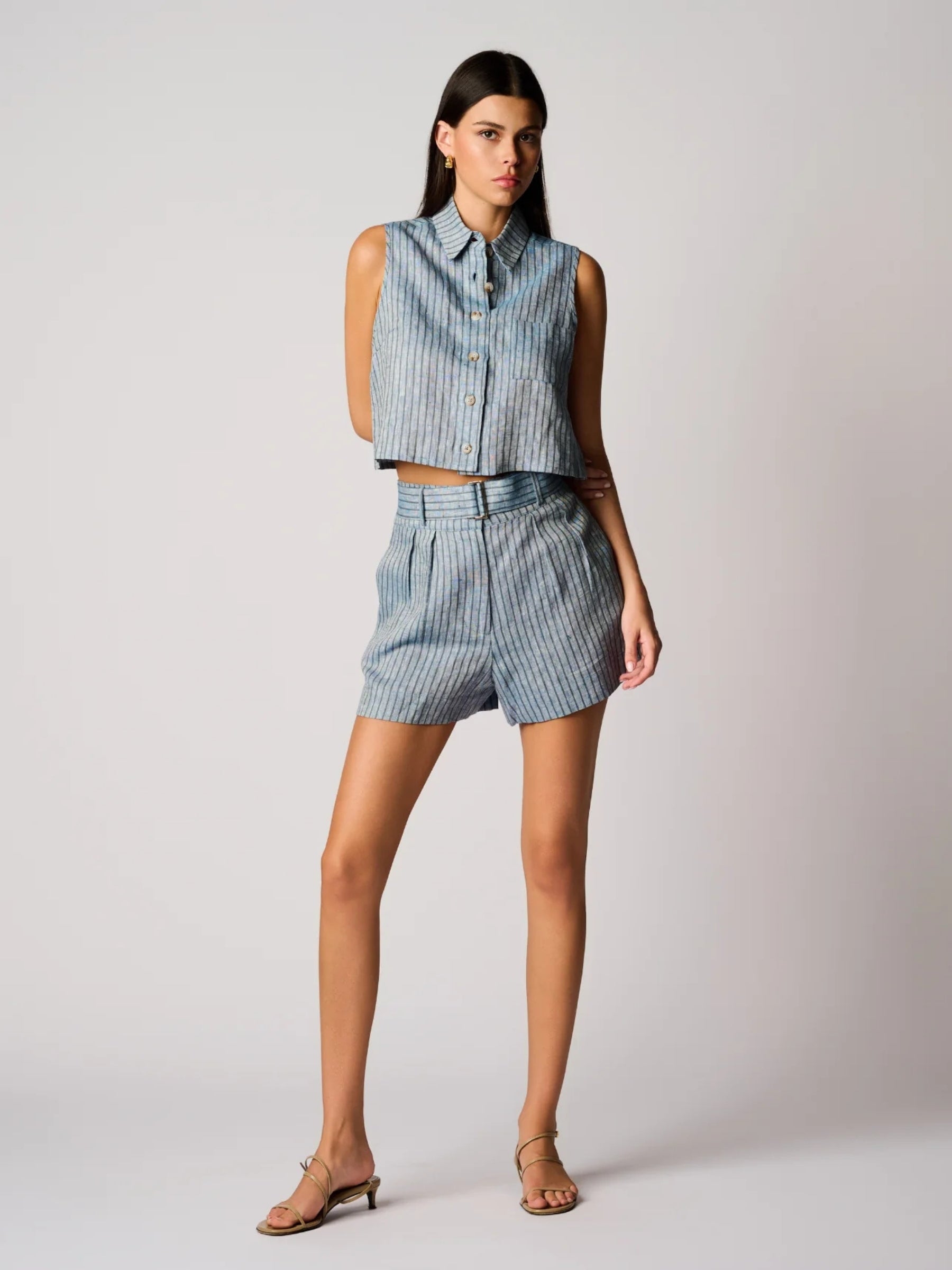 Zinna Short - Blue Stripe by Hevron — view 3