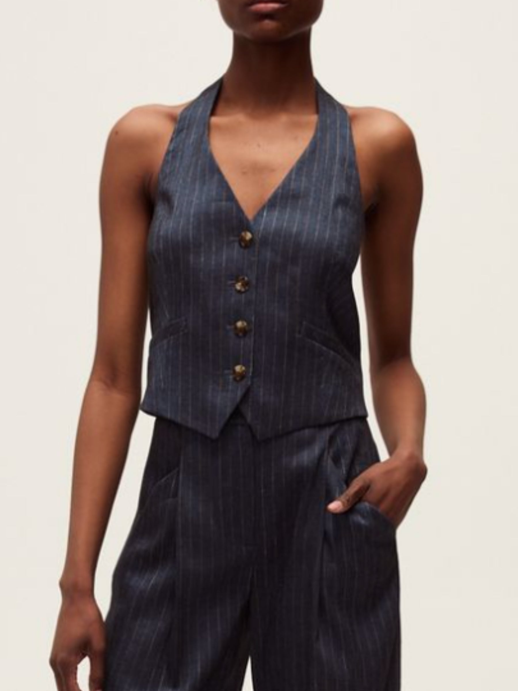 Arabella Vest - Pinstripe