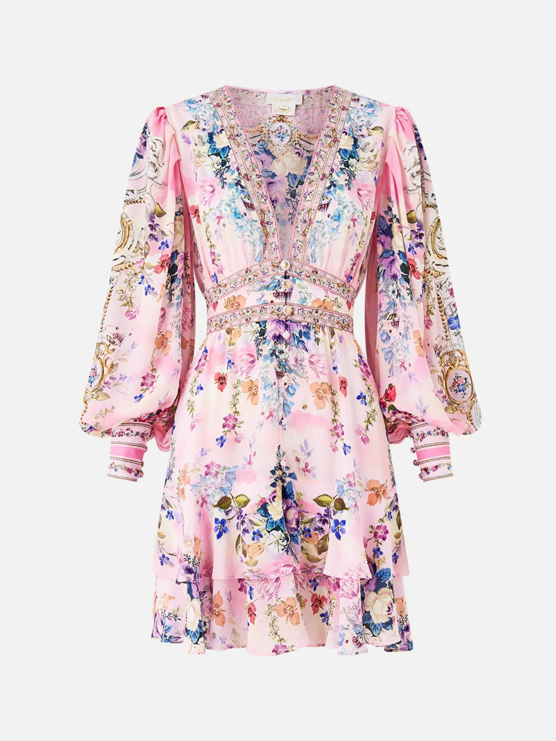 Button Front Frill Dress - Palatial Pastels