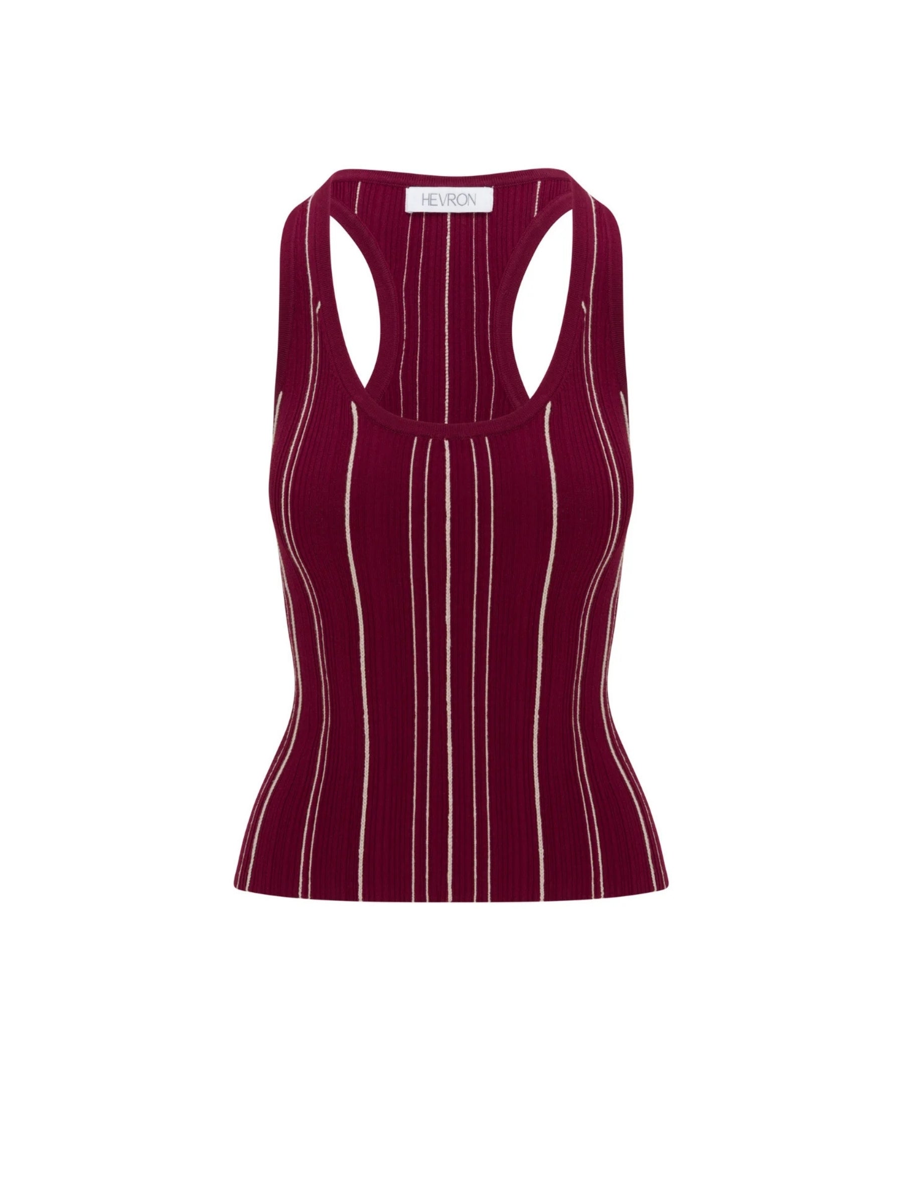 Violet Tank - Crimson/Beige Stripe
