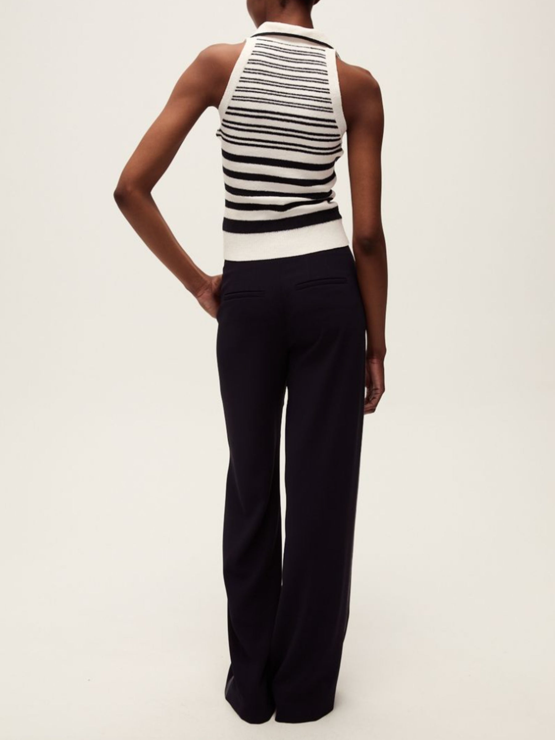 Meera Knit Tank - Blue/White