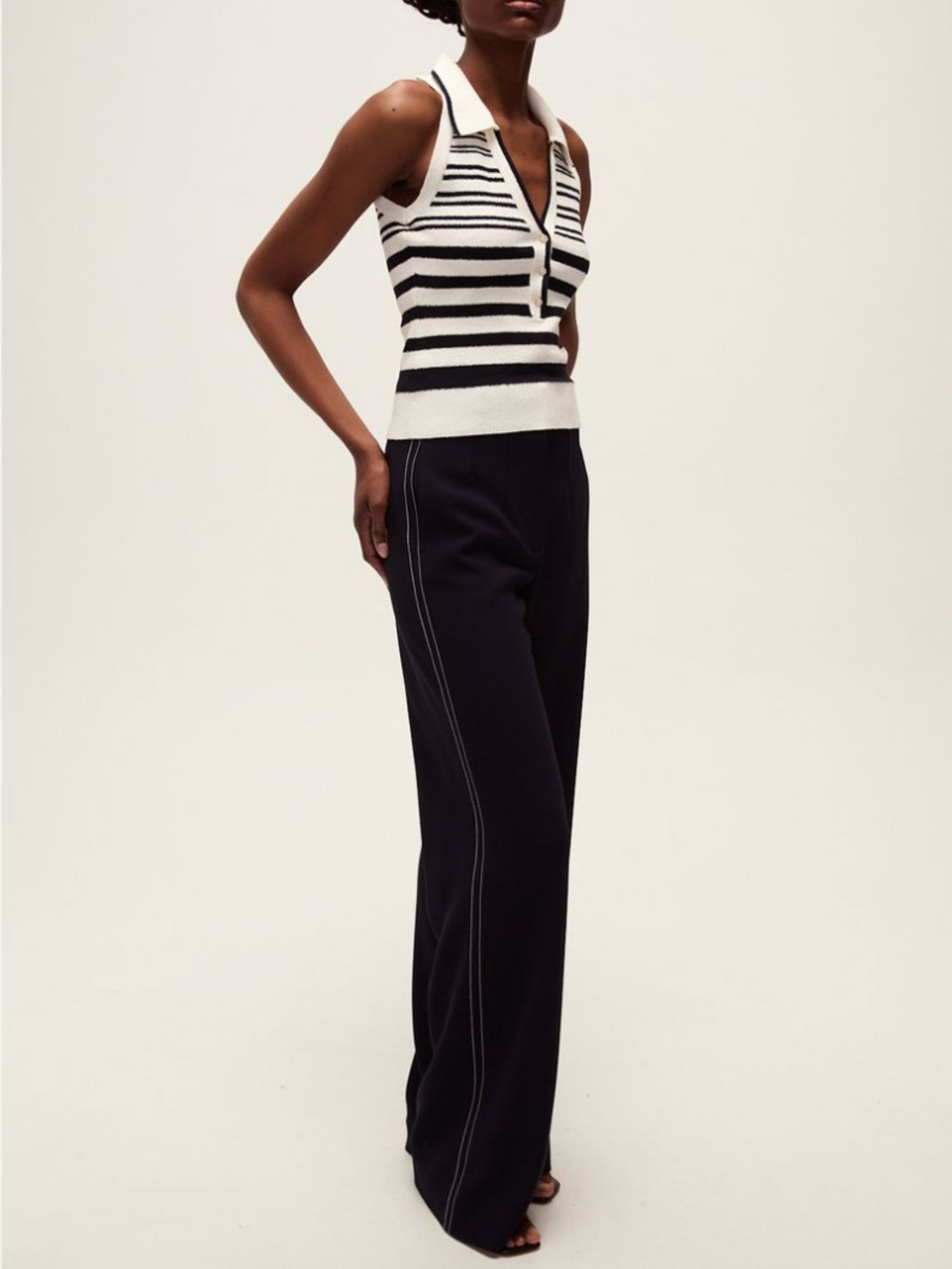 Meera Knit Tank - Blue/White